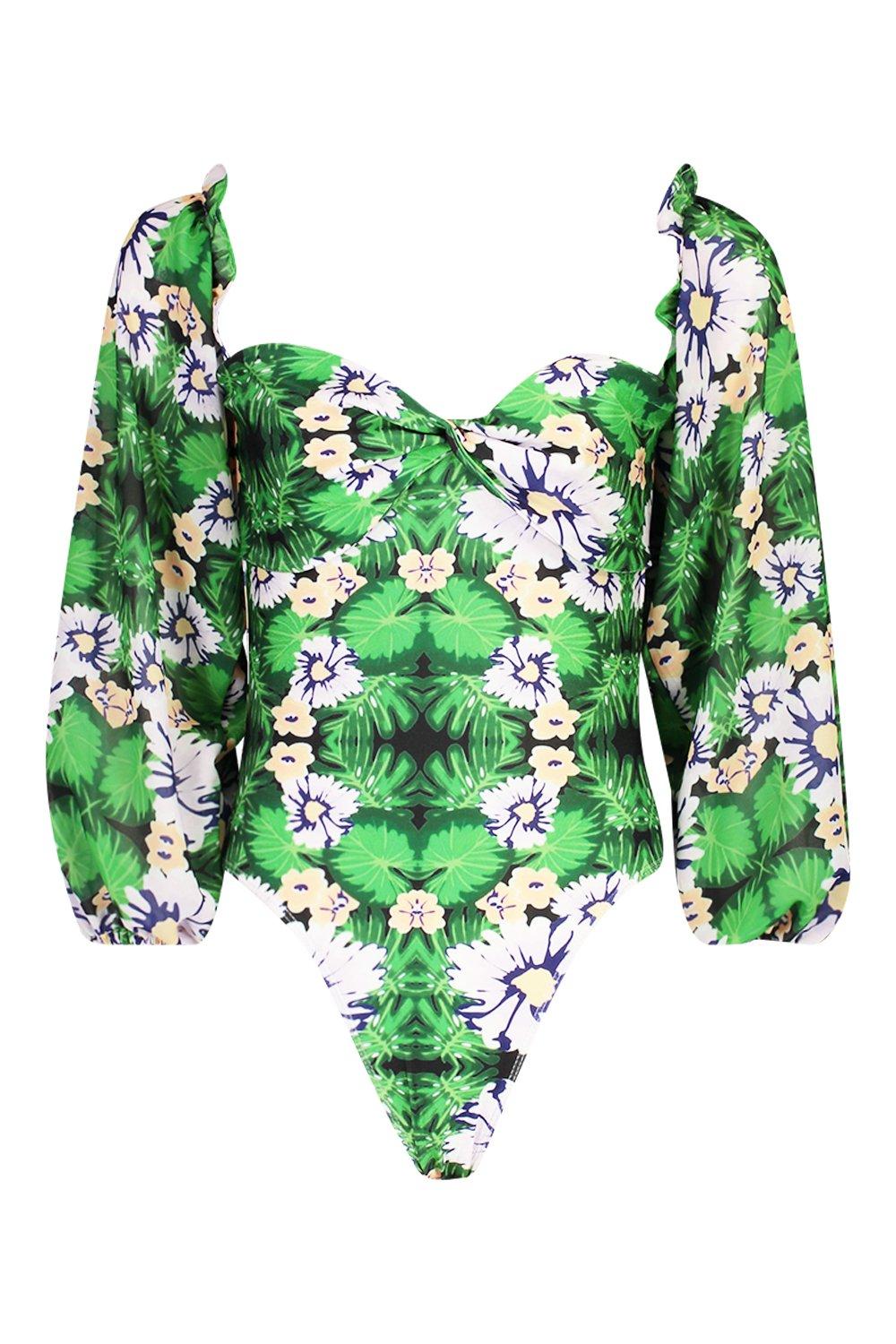 boohoo balloon sleeve swimsuit