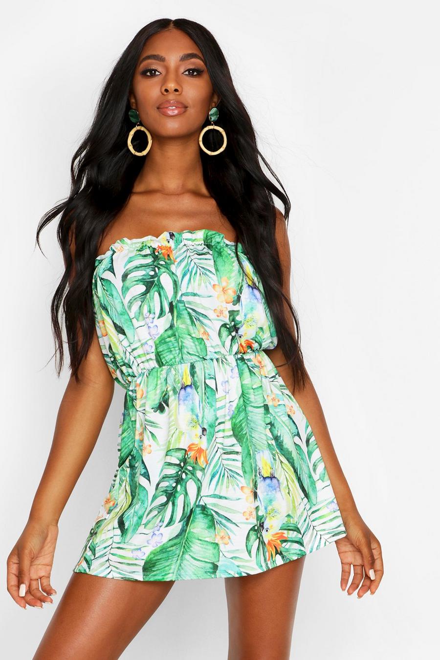 Tropical Parrot Jersey Beach Dress image number 1