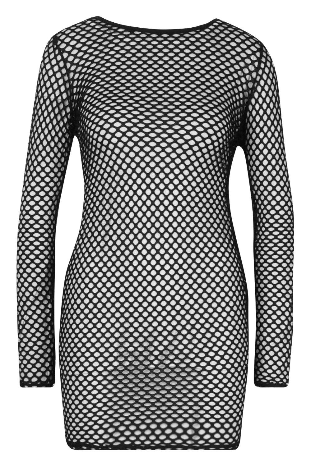 long sleeve fishnet dress