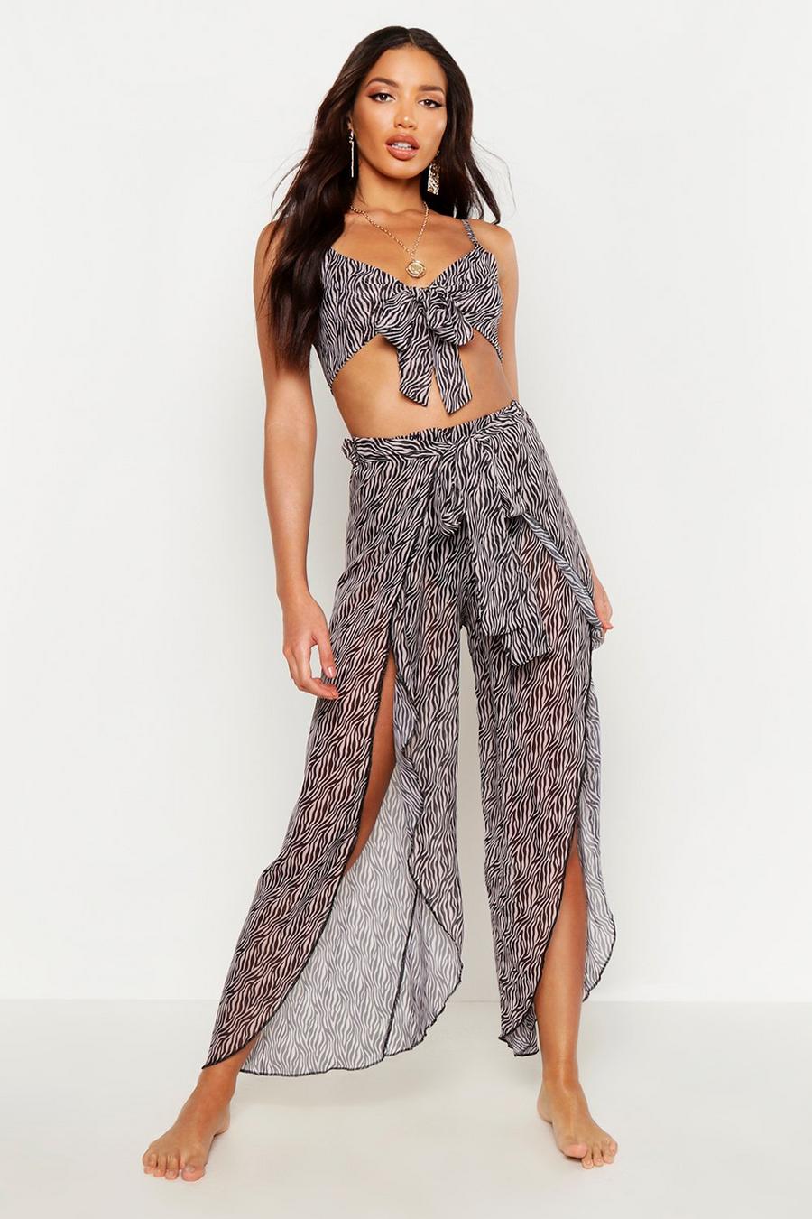 Zebra Trouser & Tie Top Beach Co-Ord image number 1