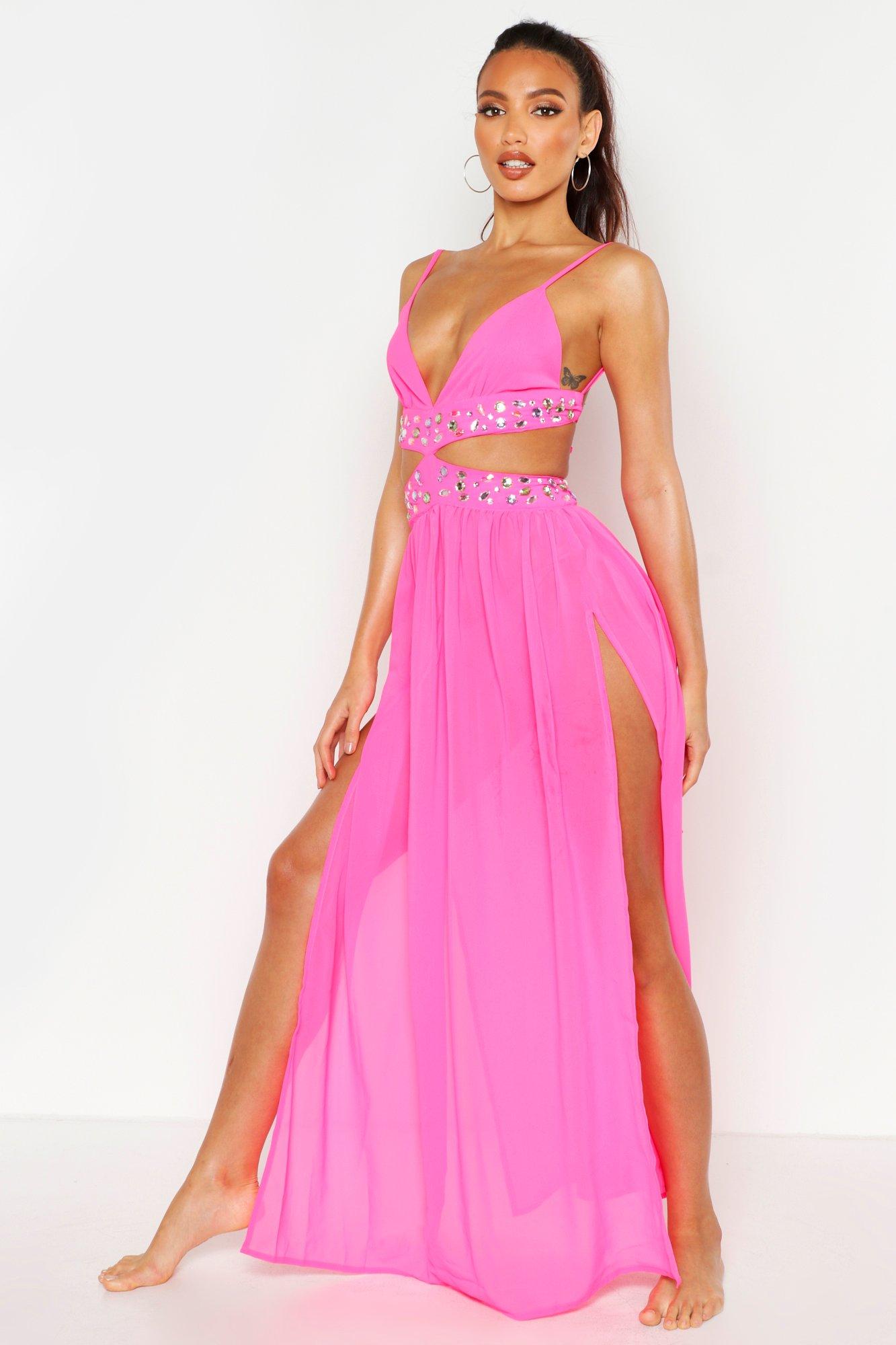 pink maxi beach dress