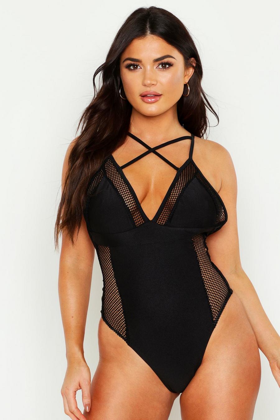 Mesh Cross Front Swimsuit image number 1