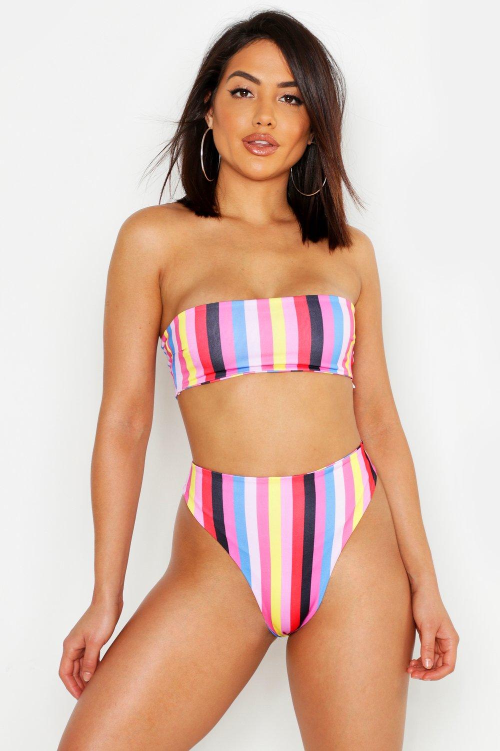 high waisted rainbow bikini