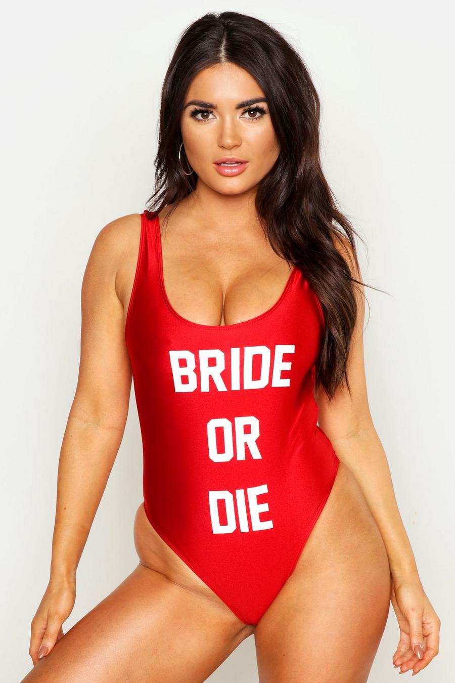 Badeanzug mit dem Aufdruck BRIDE OR DIE image number 1