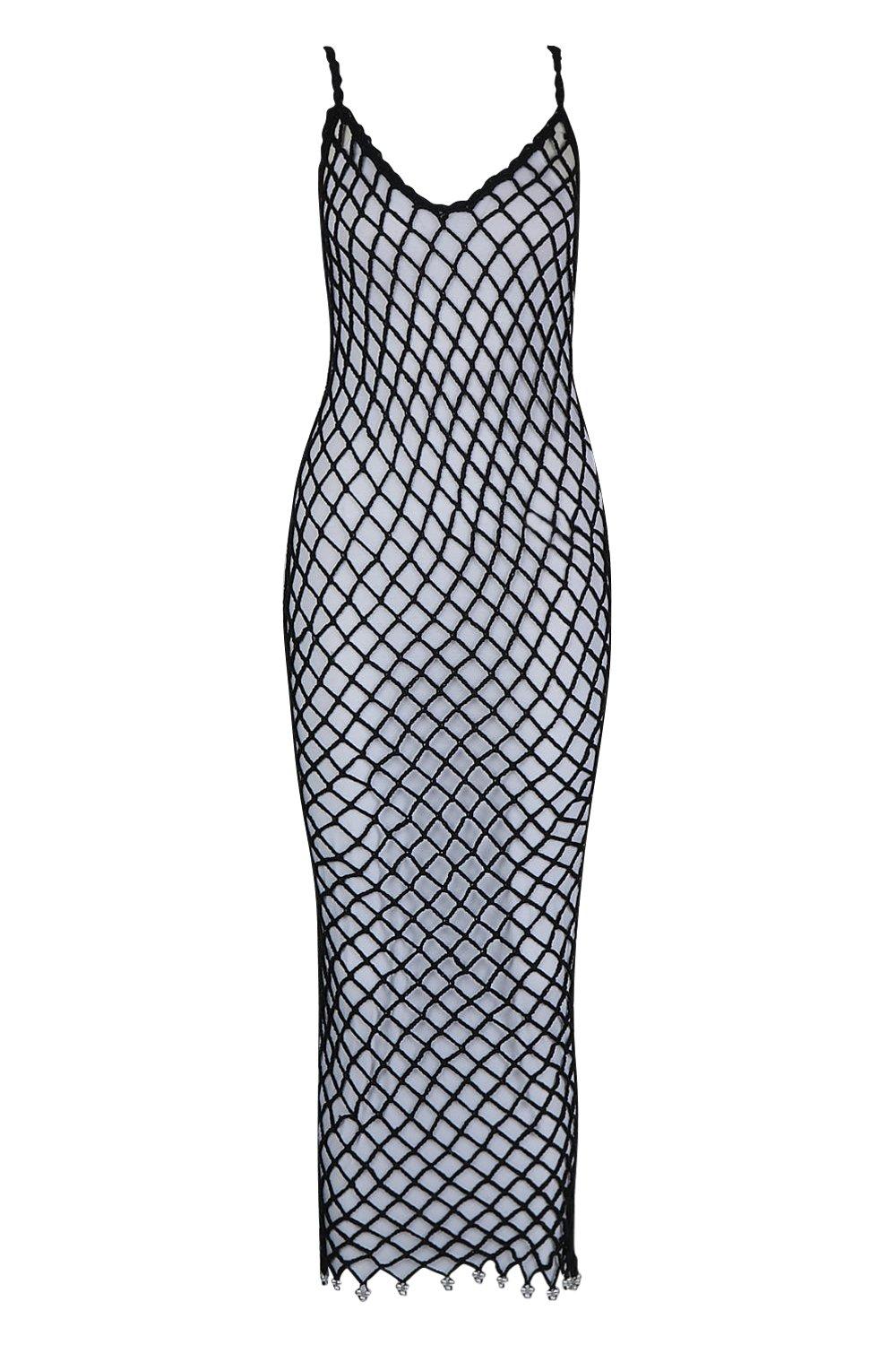 String Net Beach Maxi Dress boohoo UK