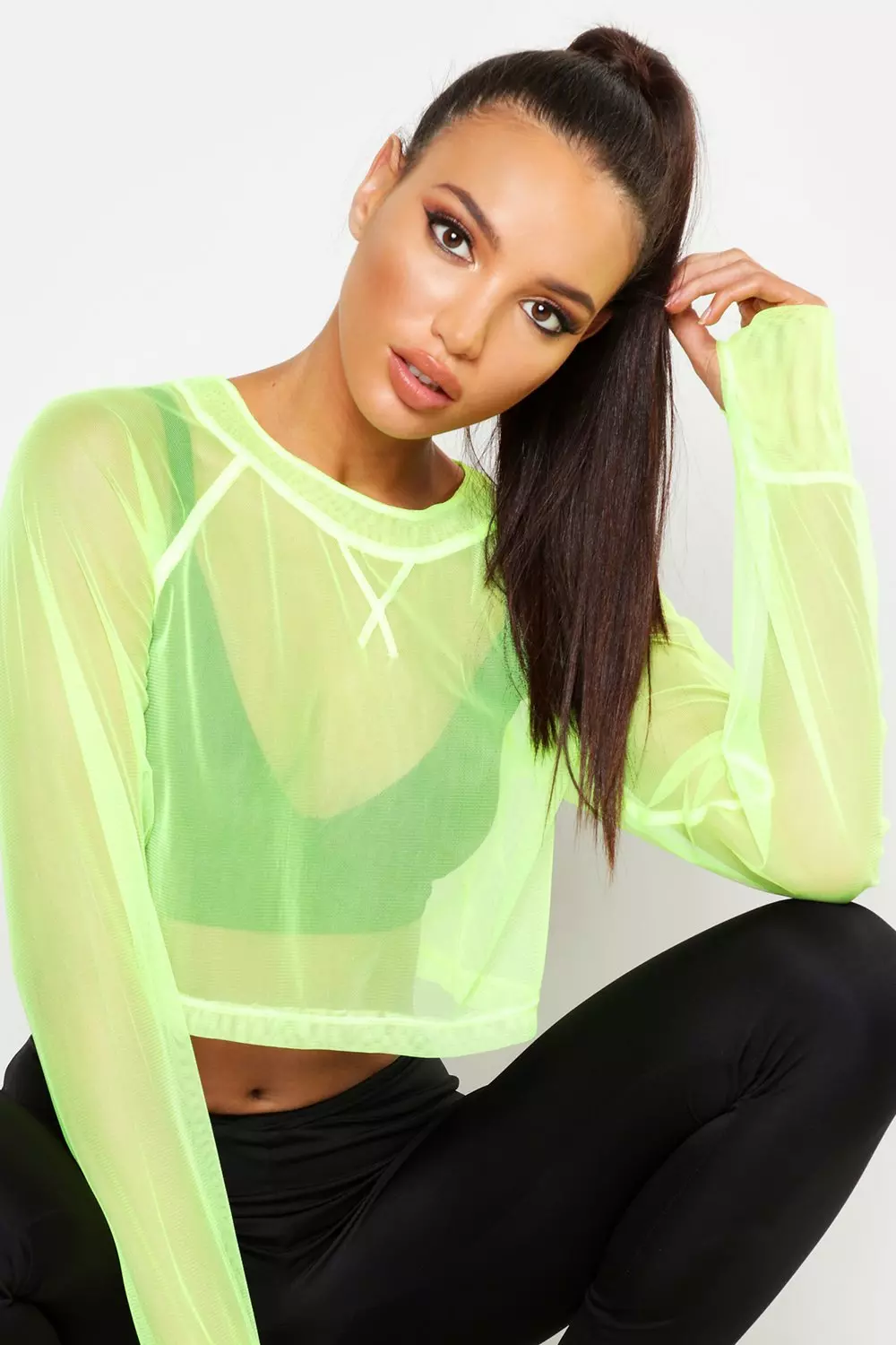 Neon green best sale mesh top