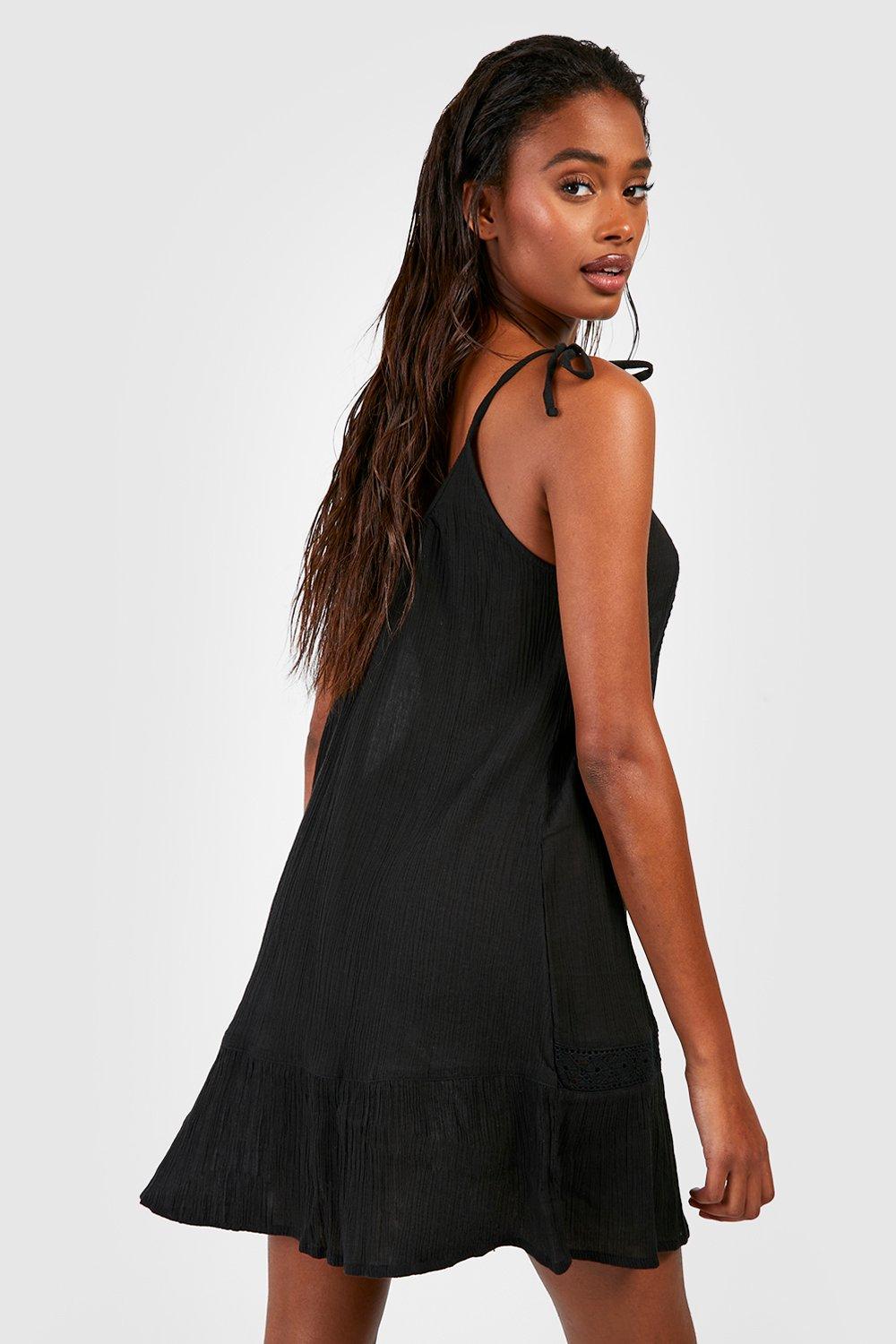 Boohoo black hot sale embroidered dress