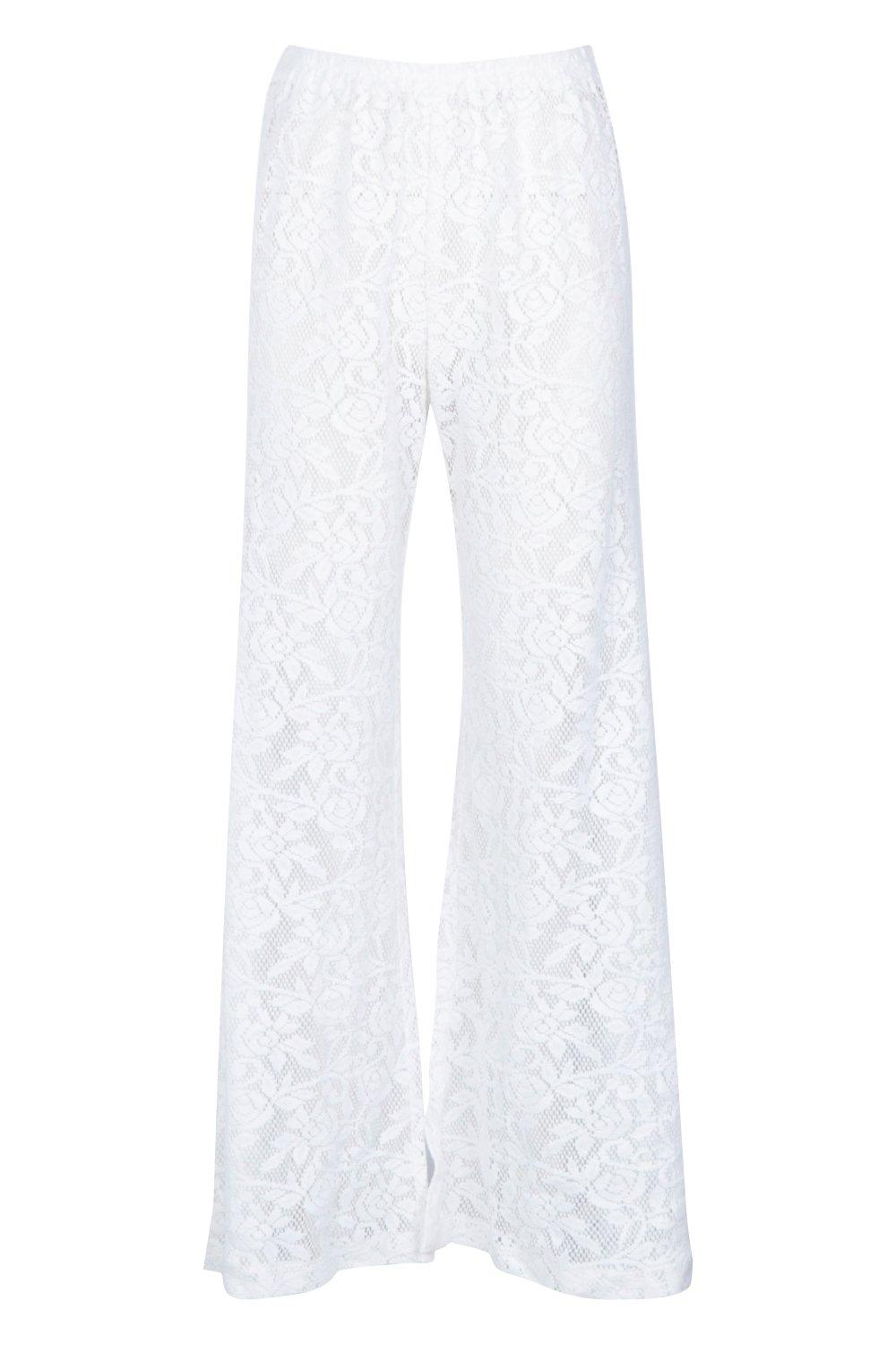 white lace beach trousers