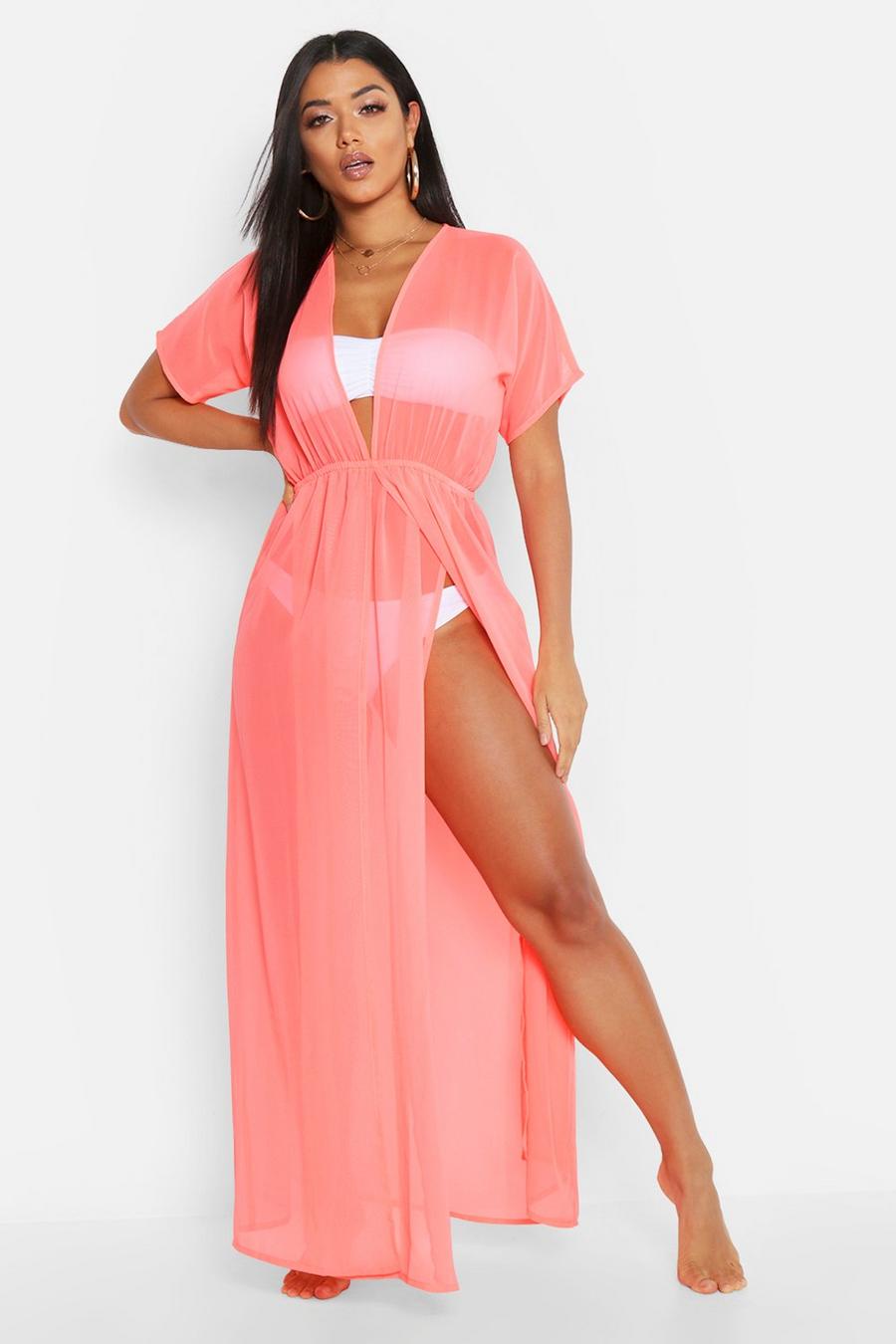 Coral pink Neon Maxi Beach Kaftan