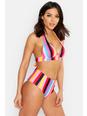 Pink Mix & Match Rainbow Stripe Push Up Bikini Top