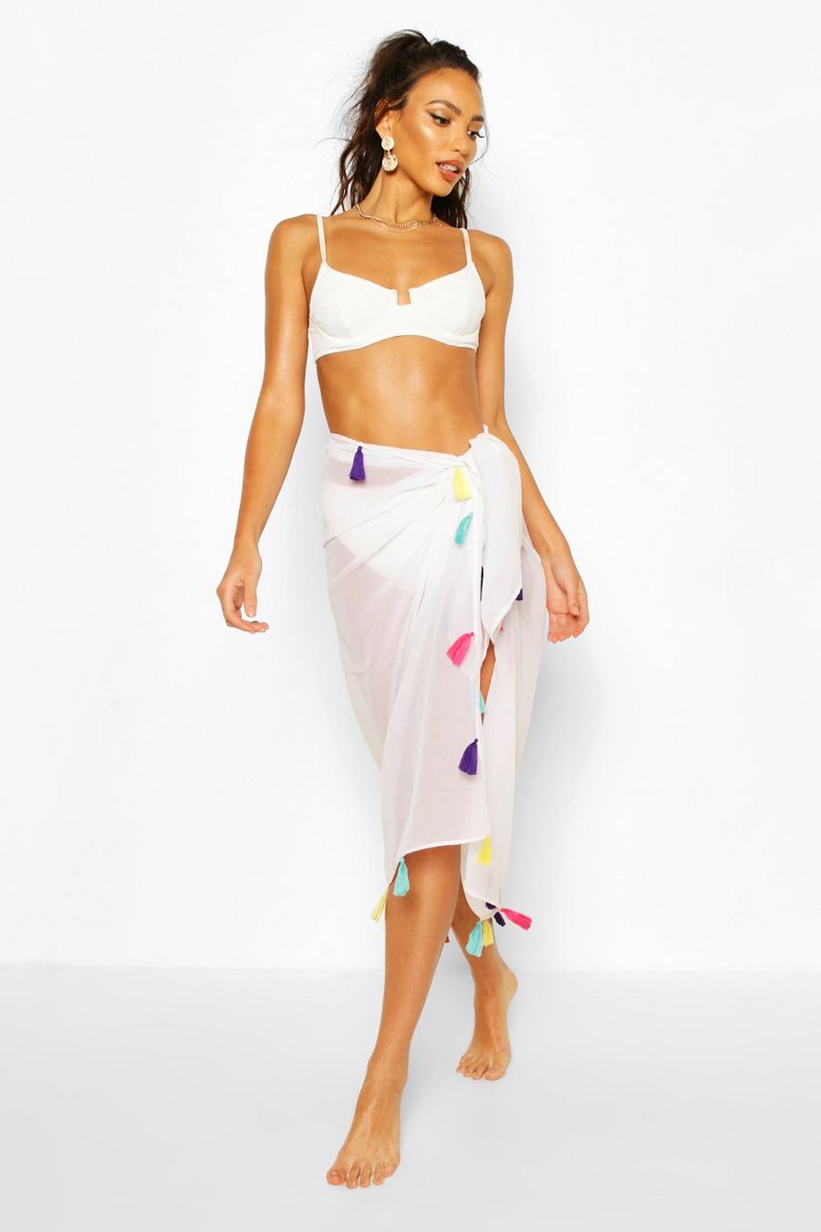 White Tassel Multi Way Beach Sarong