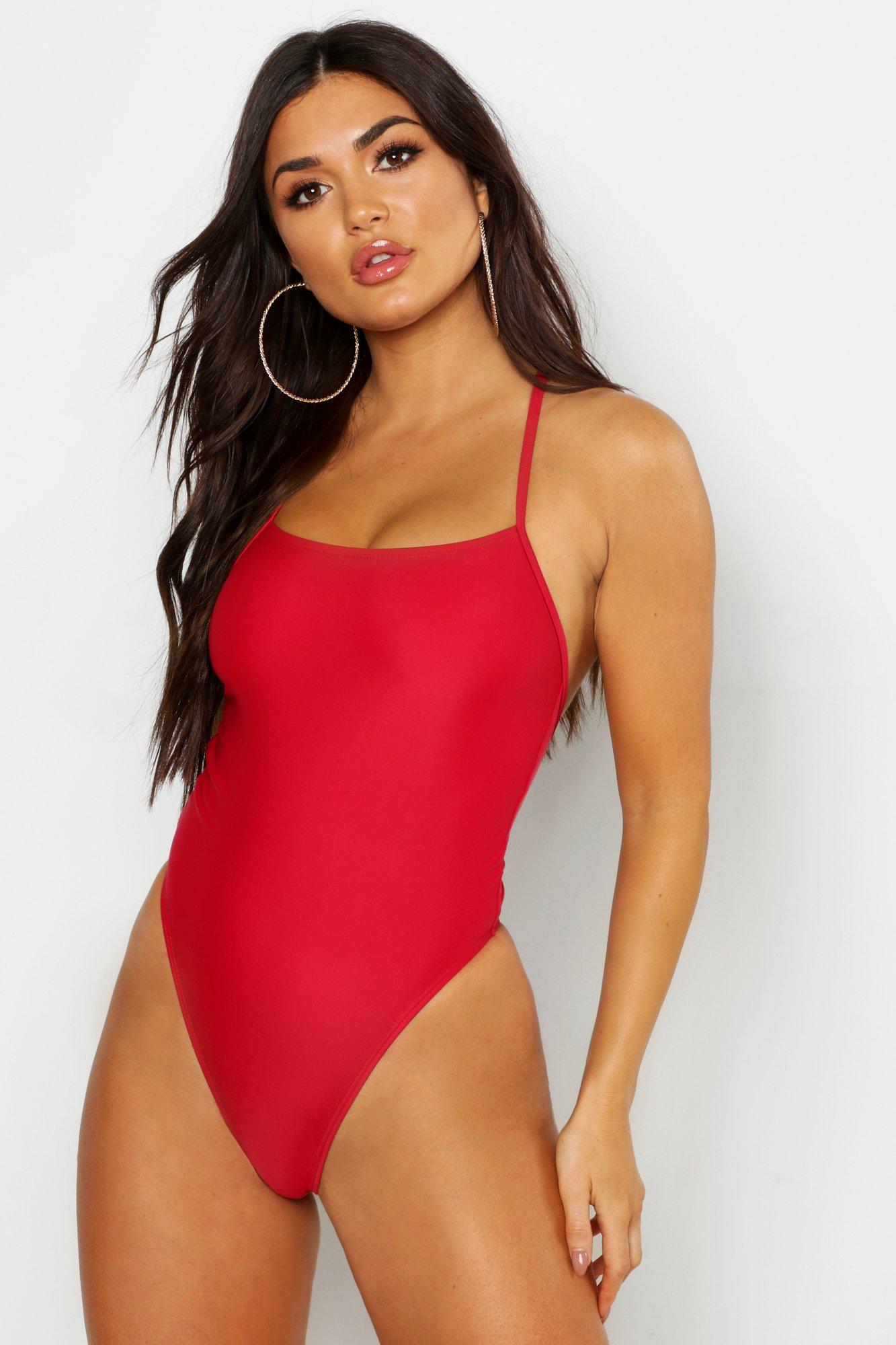 boohoo red swimsuit