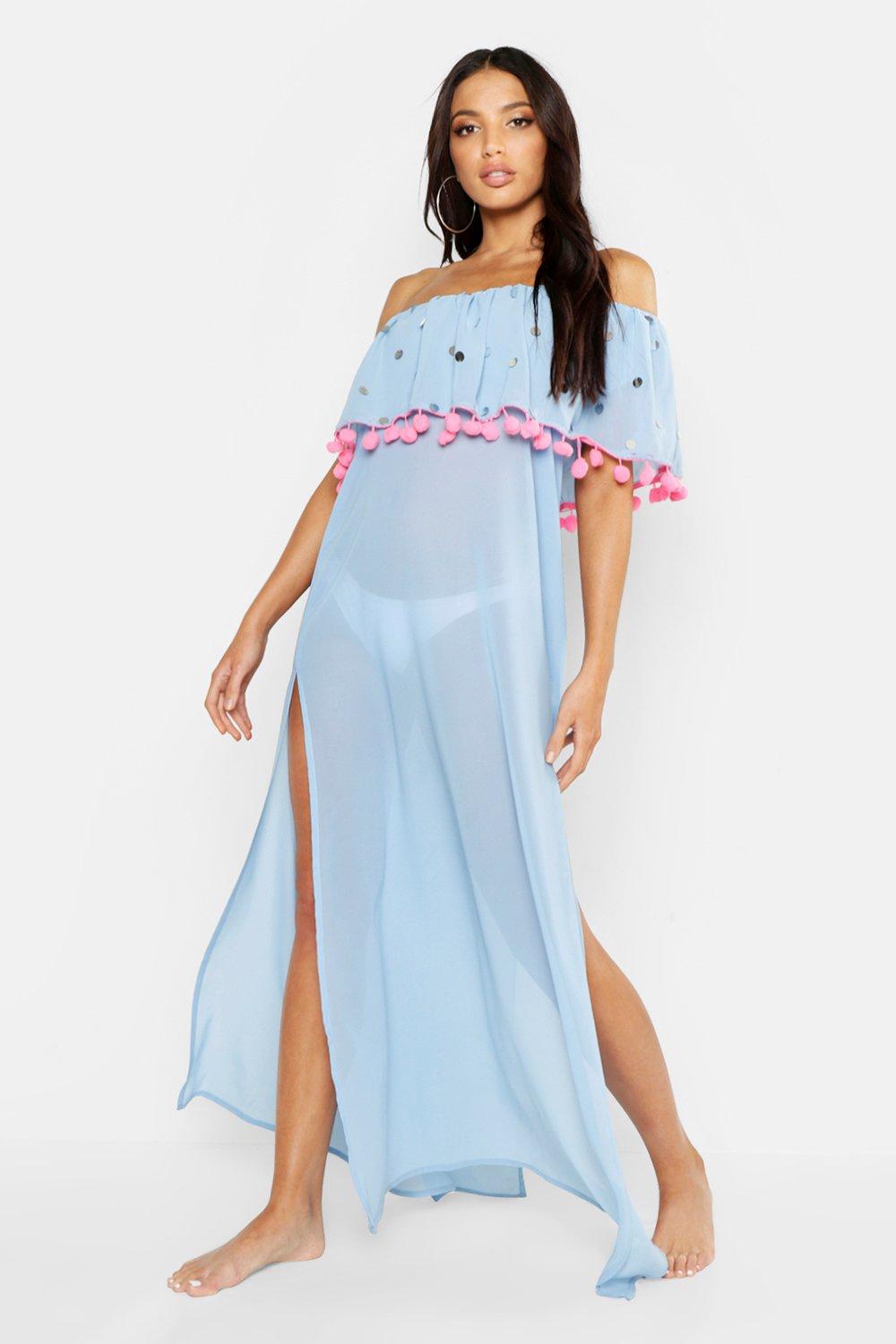 bardot maxi beach dress