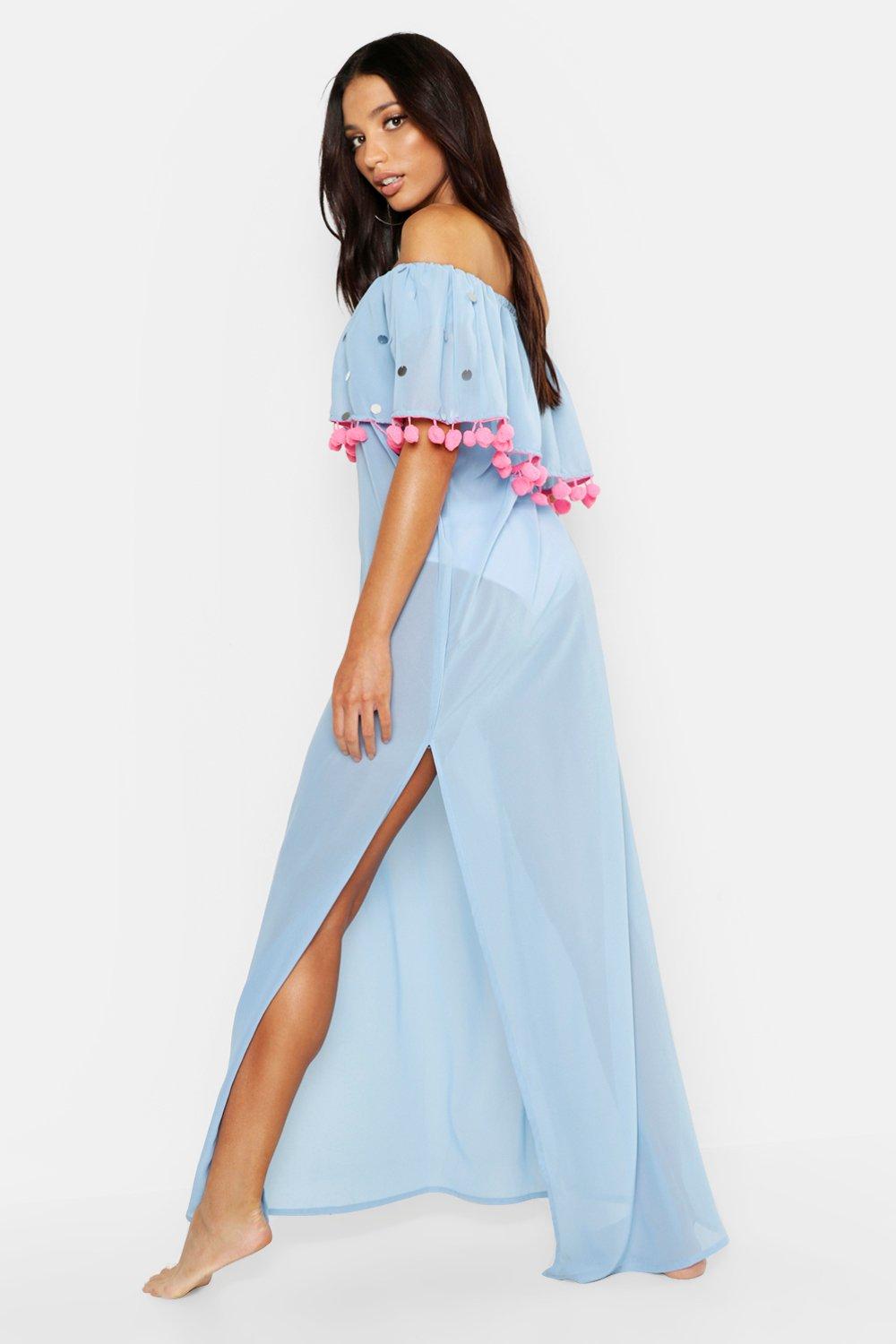 bardot maxi beach dress