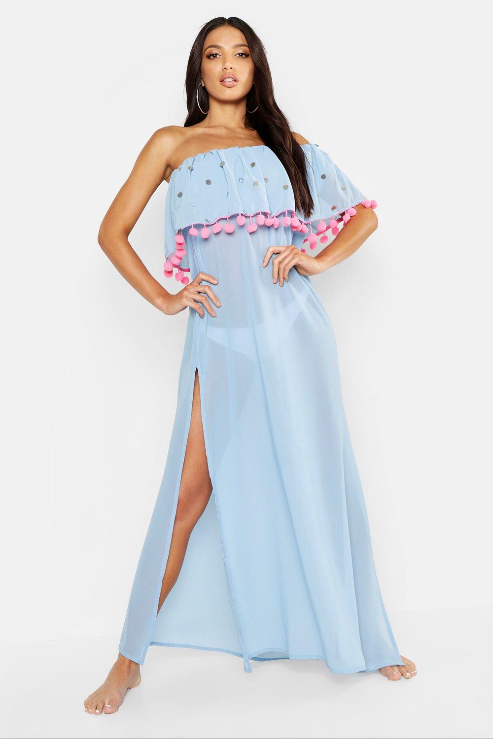 bardot maxi beach dress