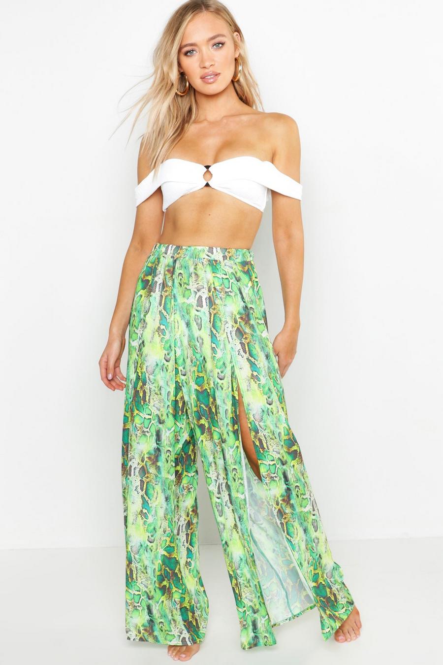 Neon Snake Split Front Beach Trousers image number 1