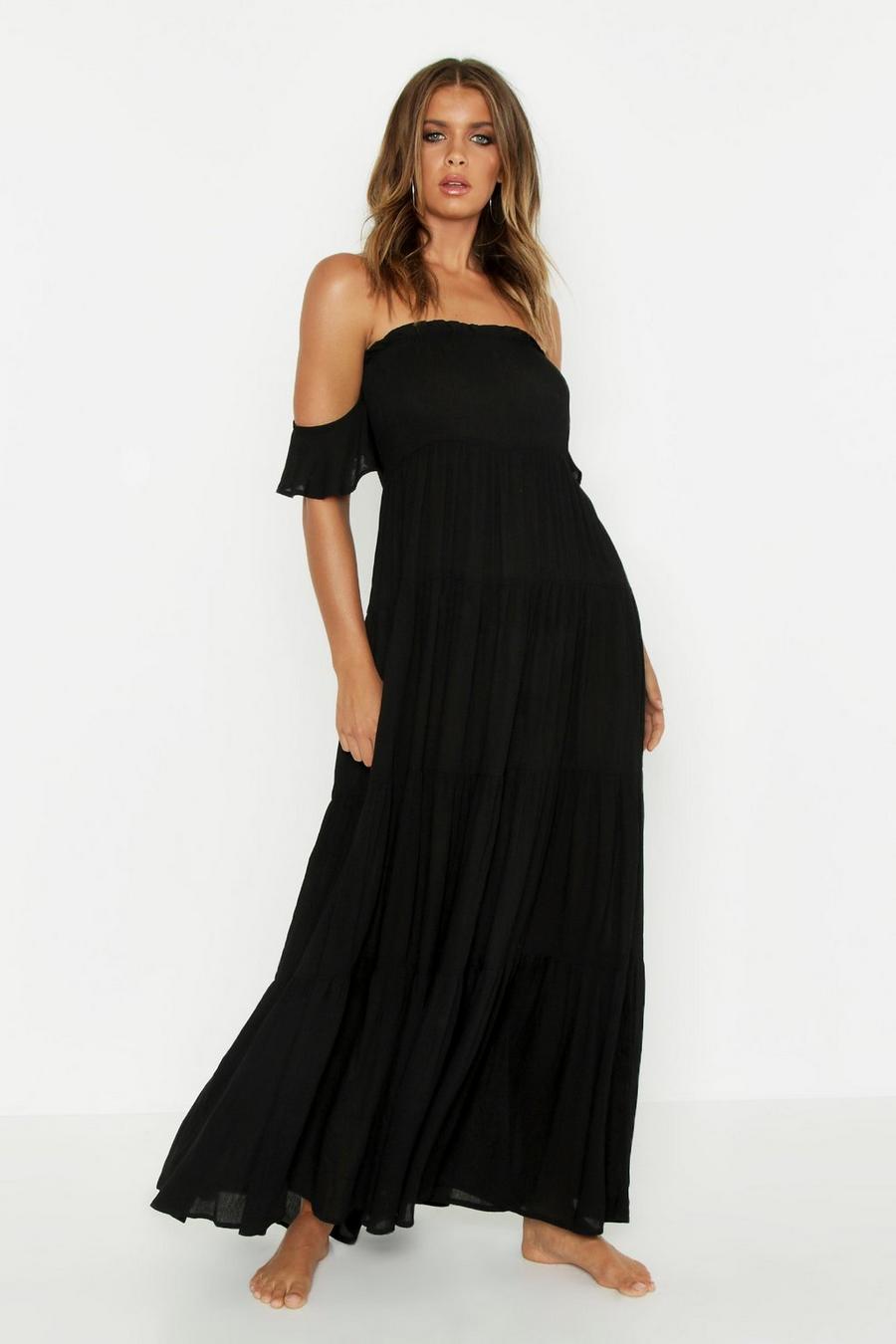Off The Shoulder Cheese Cloth Maxi Beach Dress image number 1