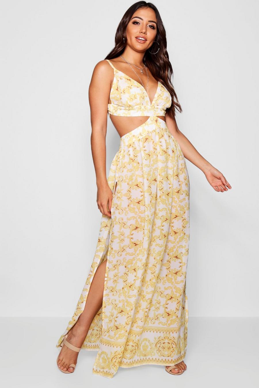 Scarf Print Cut Out Maxi Beach Dress image number 1