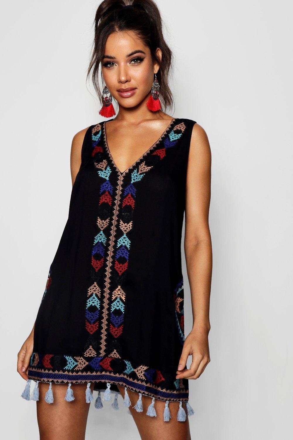boohoo embroidered dress