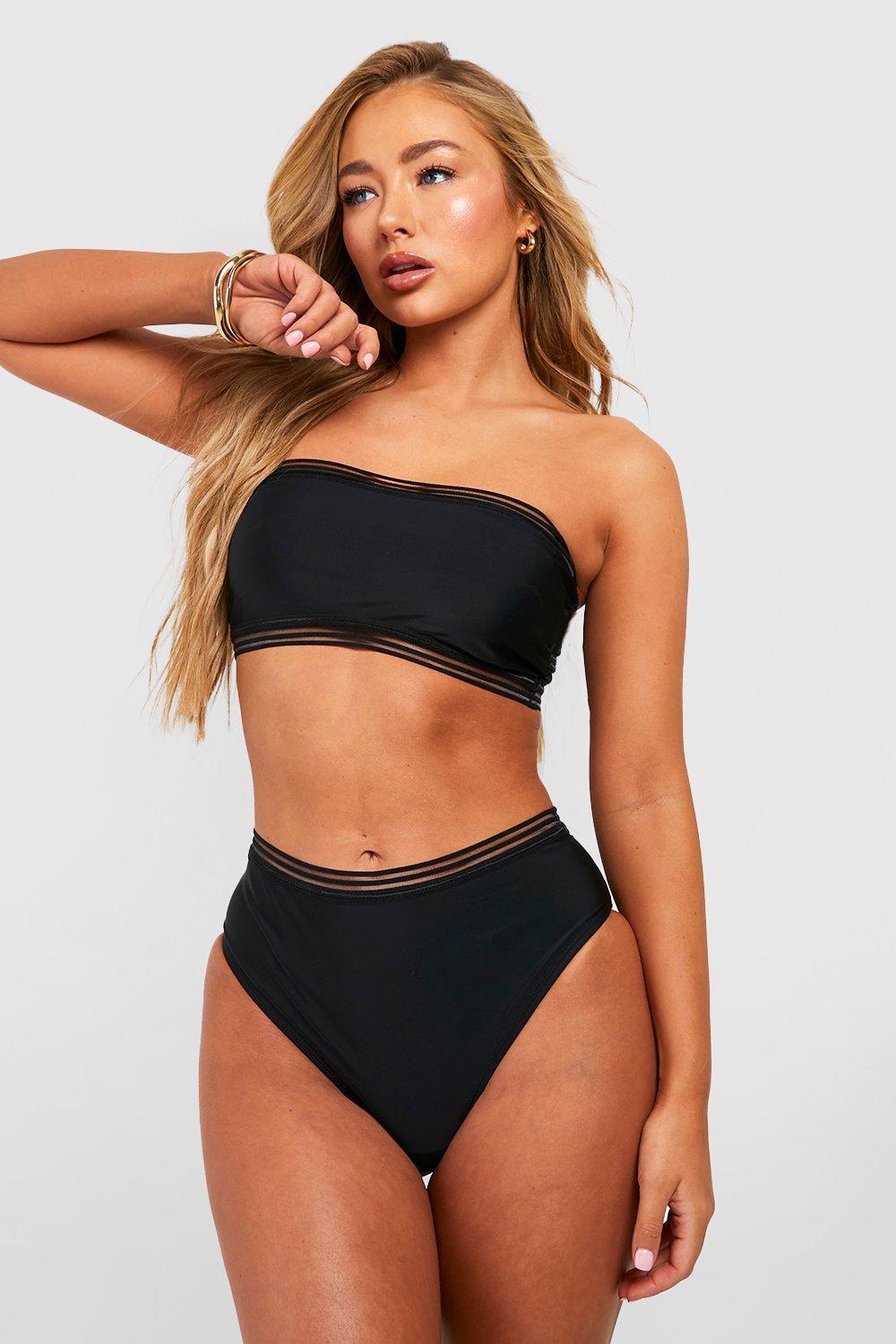 black strapless high waisted bikini