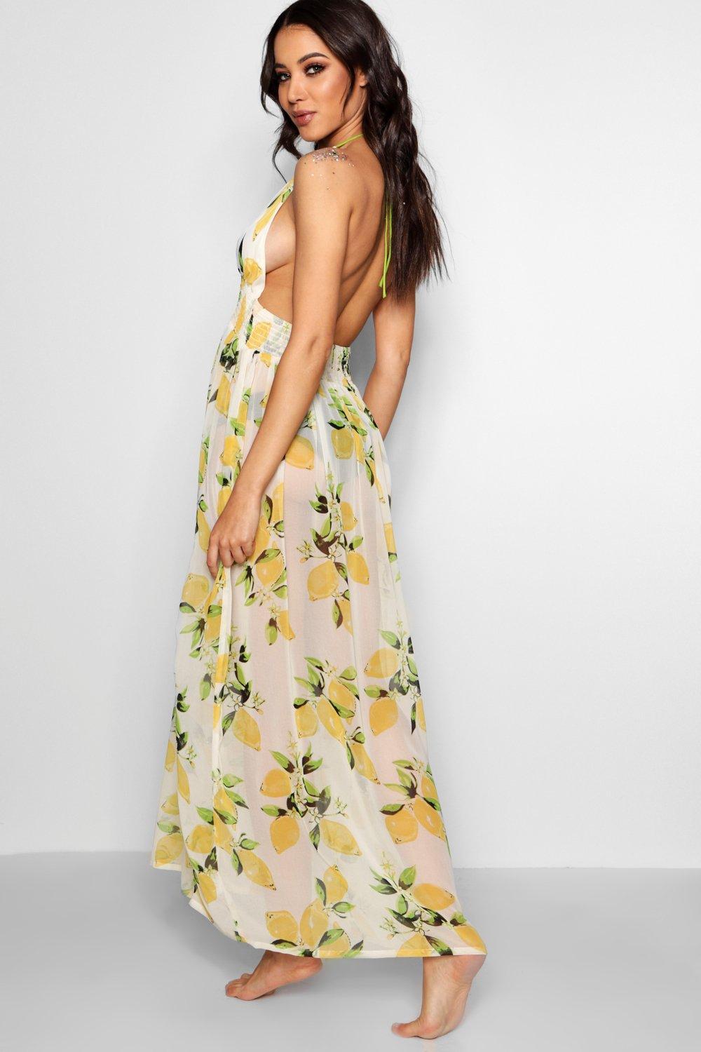 Boohoo lemon print clearance dress