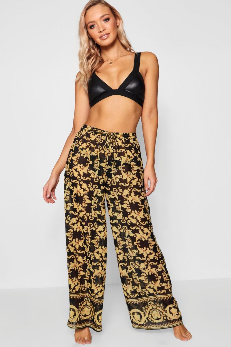 Scarf Print Beach Trousers image number 1