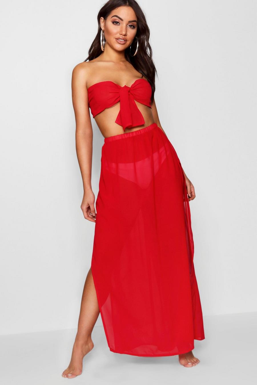 Red Rita Bandeau & Skirt Beach Co-ord image number 1