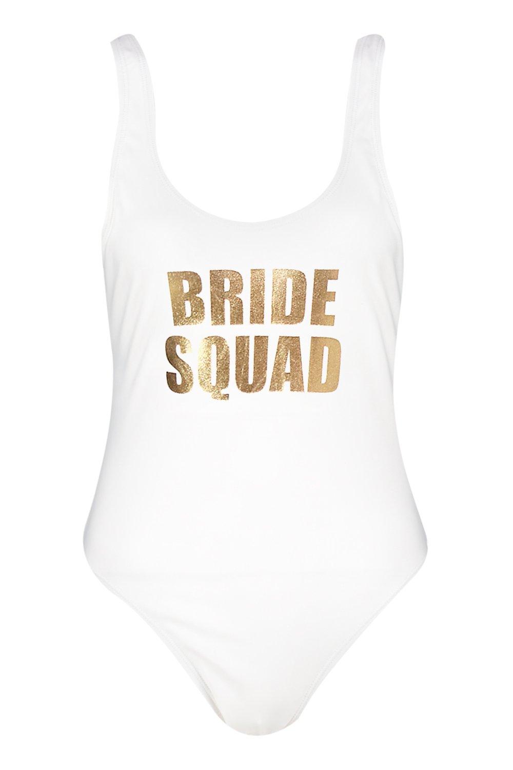 boohoo bride squad swimsuit