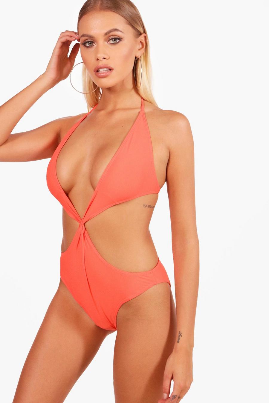 Cut Out Knot Front Swimsuit image number 1