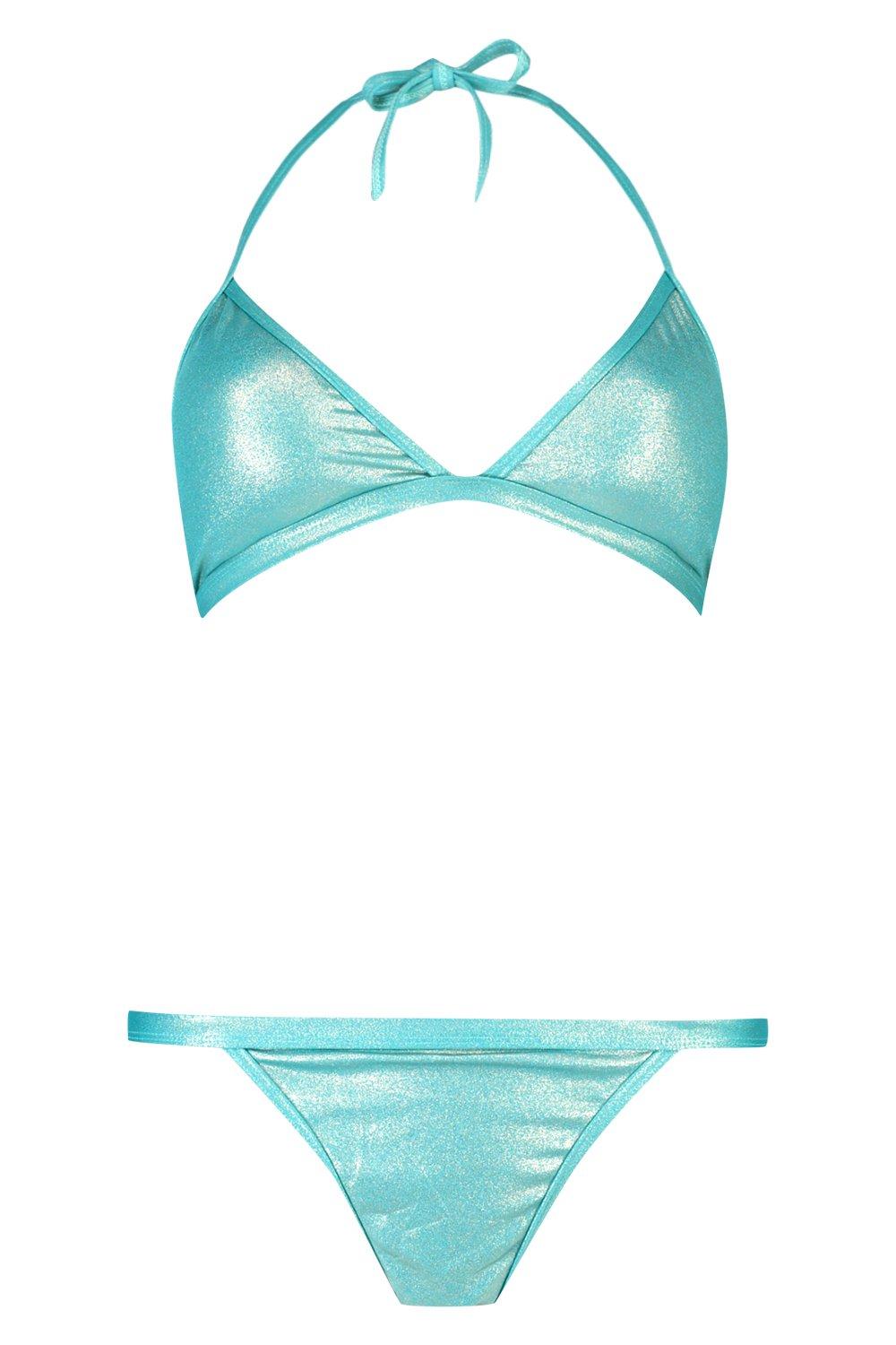 Bikini triangle transparent métallique