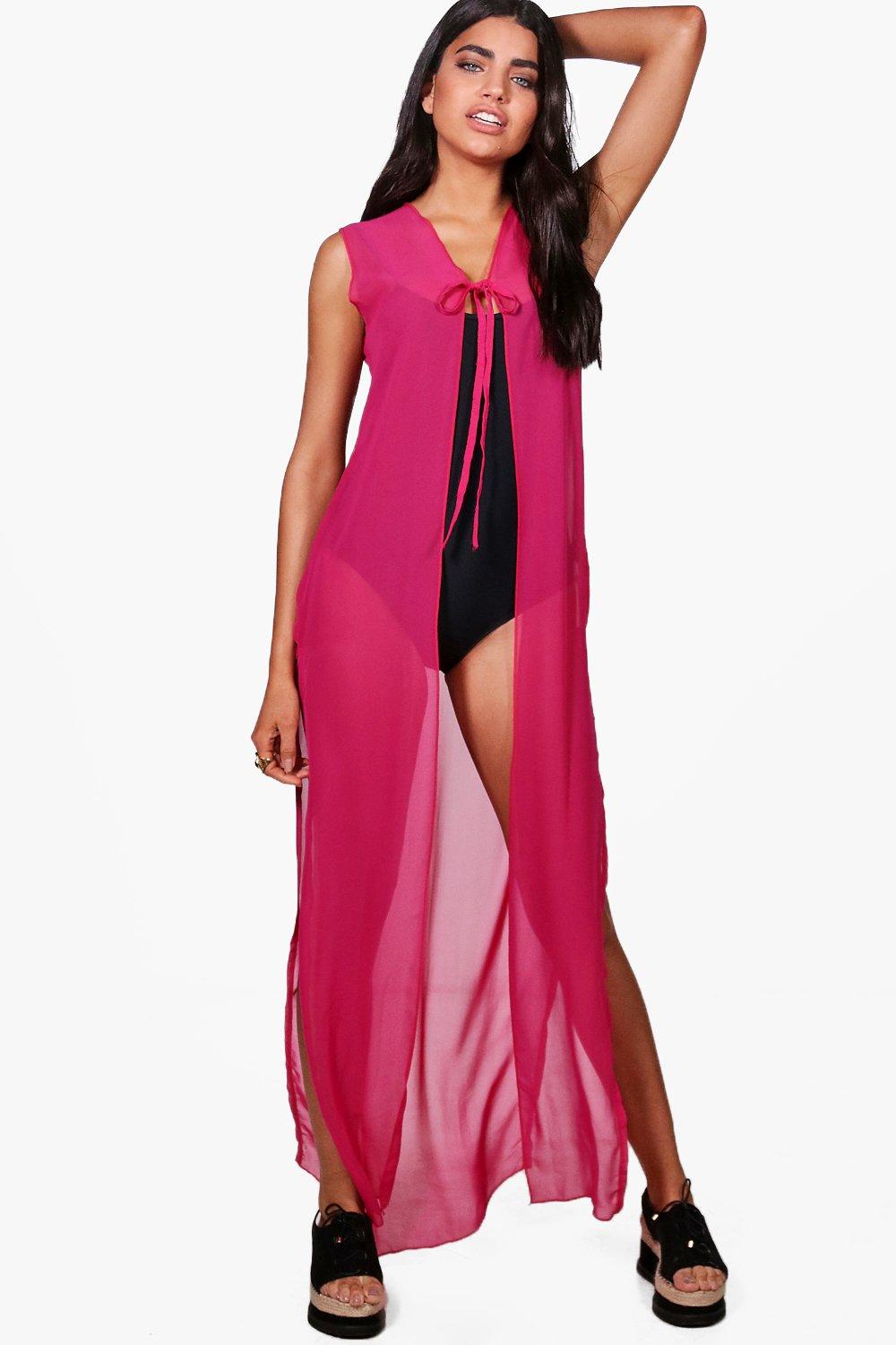 sleeveless maxi kimono