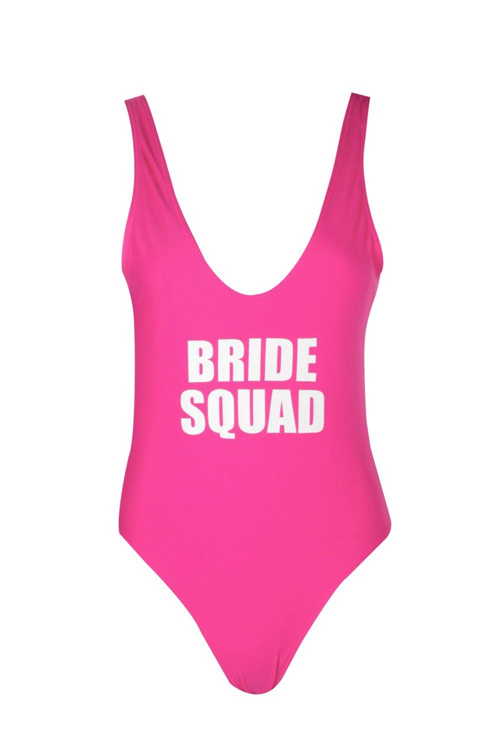 boohoo bride squad swimsuit