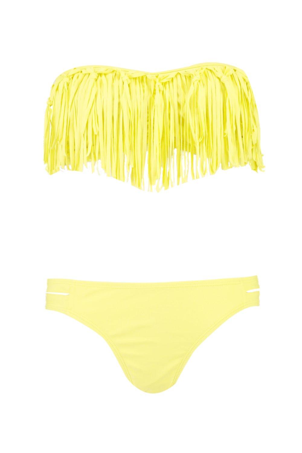 Las Vegas Bandeau Bikini Mit Fransen Boohoo