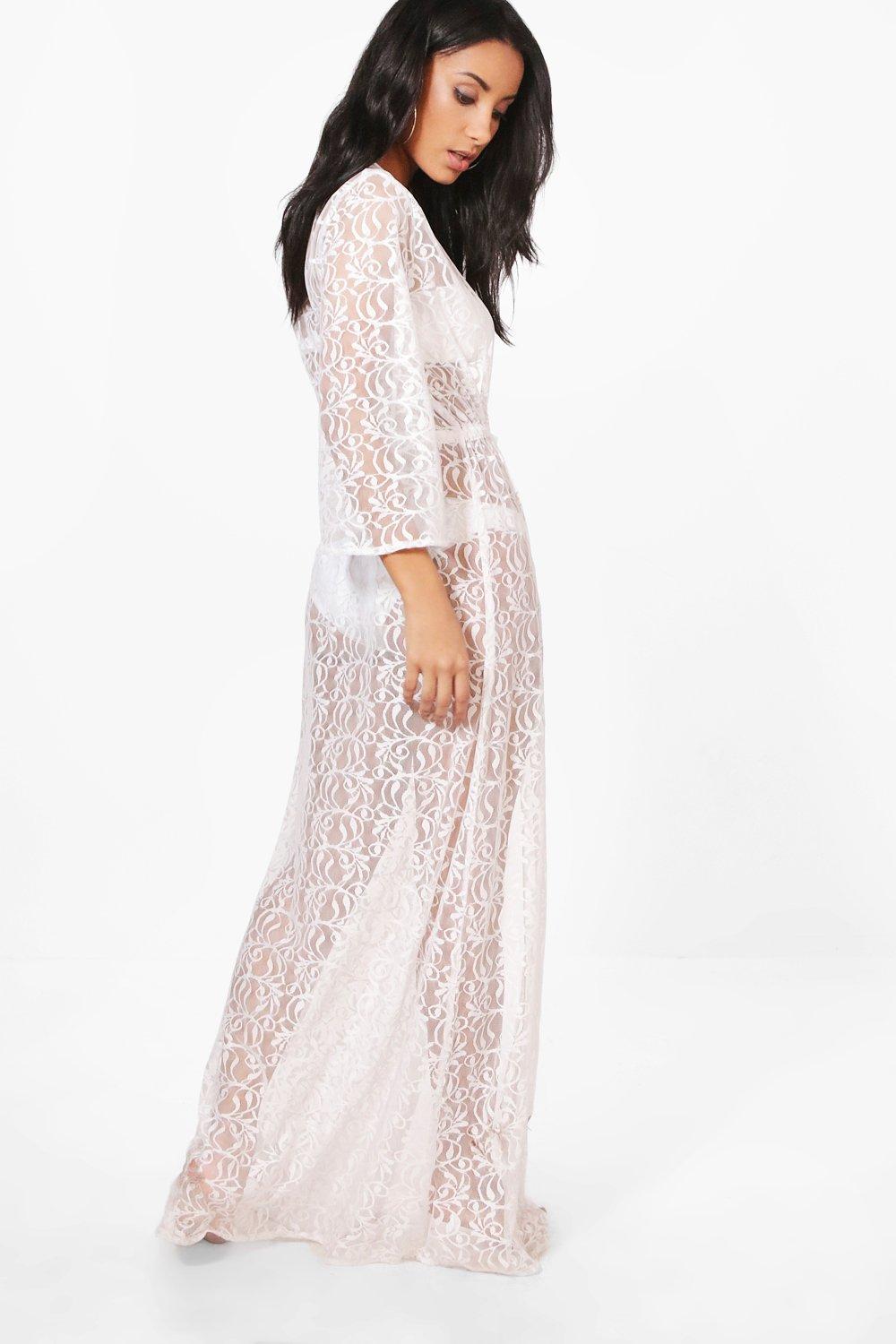 white lace maxi kimono