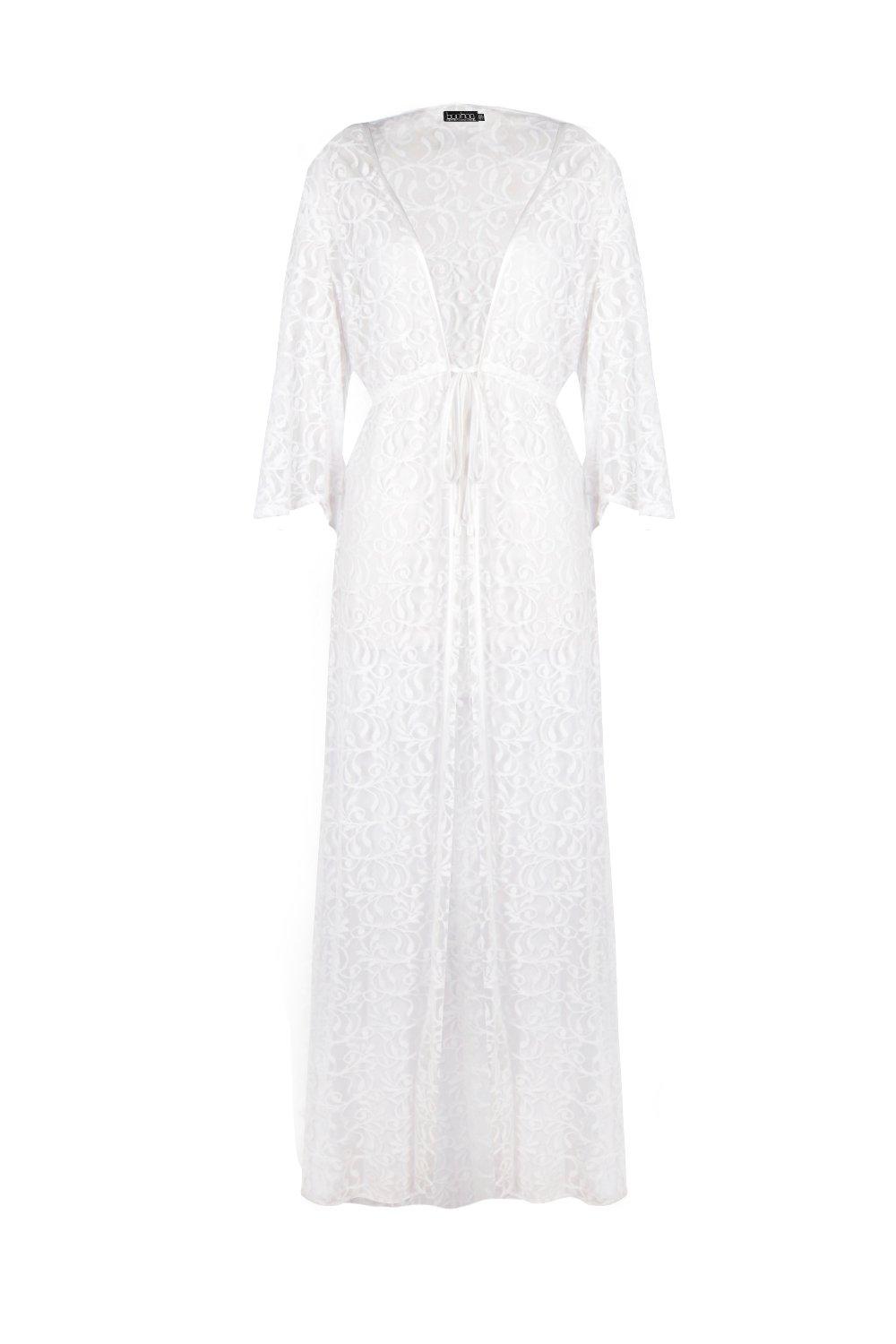 white lace maxi kimono