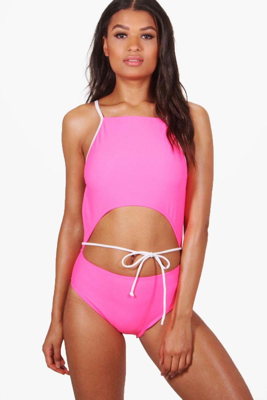 Cut Out Tie Waist Swimsuit image number 1