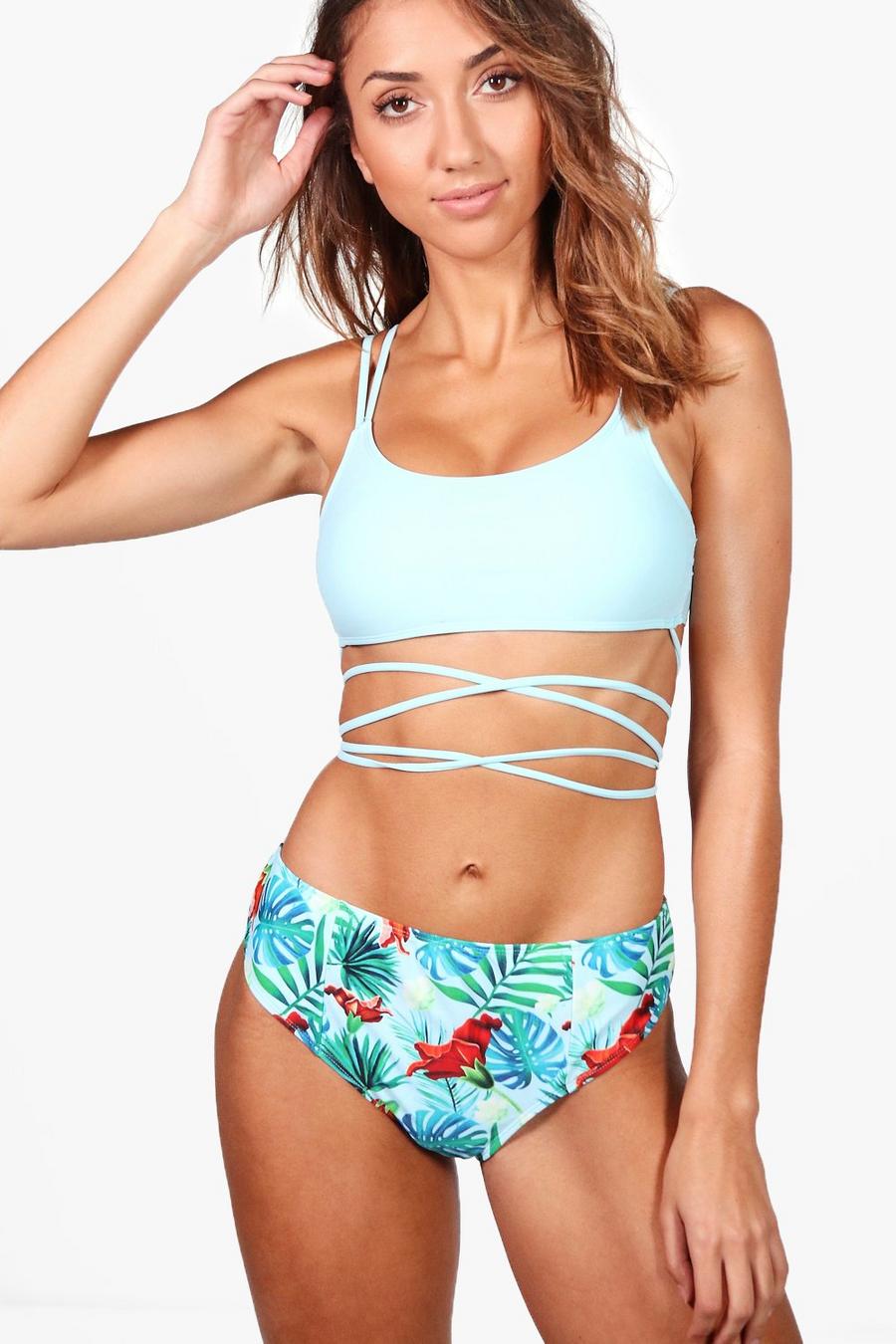 croatia bikini a portafoglio a motivi tropicali image number 1