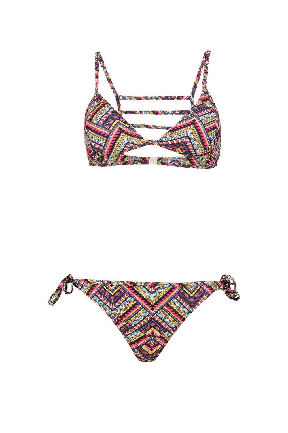 Costa Rica Geo Tribal Strappy Back Bikini Boohoo