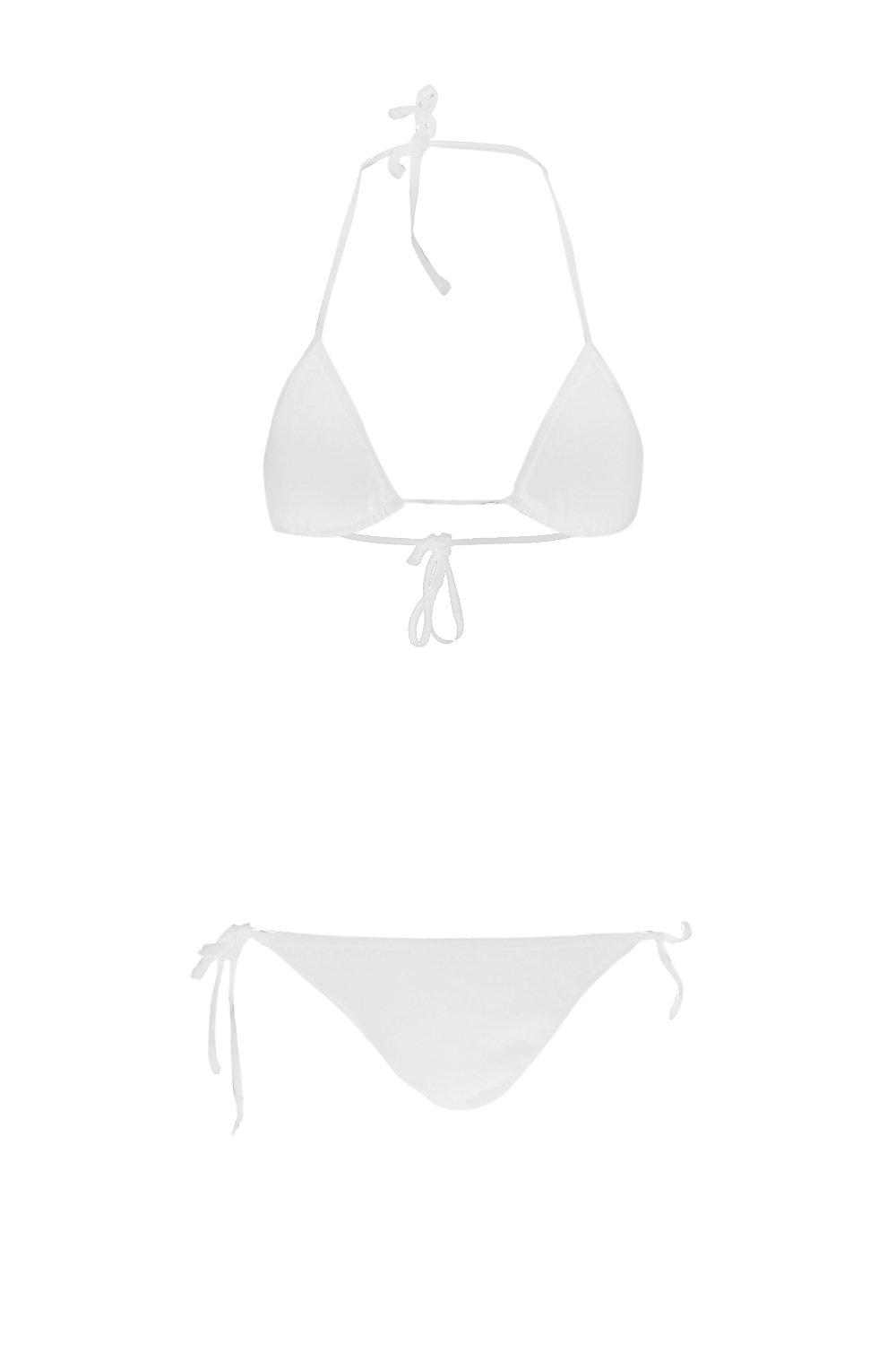 White Rhinestone High Leg And Triangle Bikini Set – IRHAZ