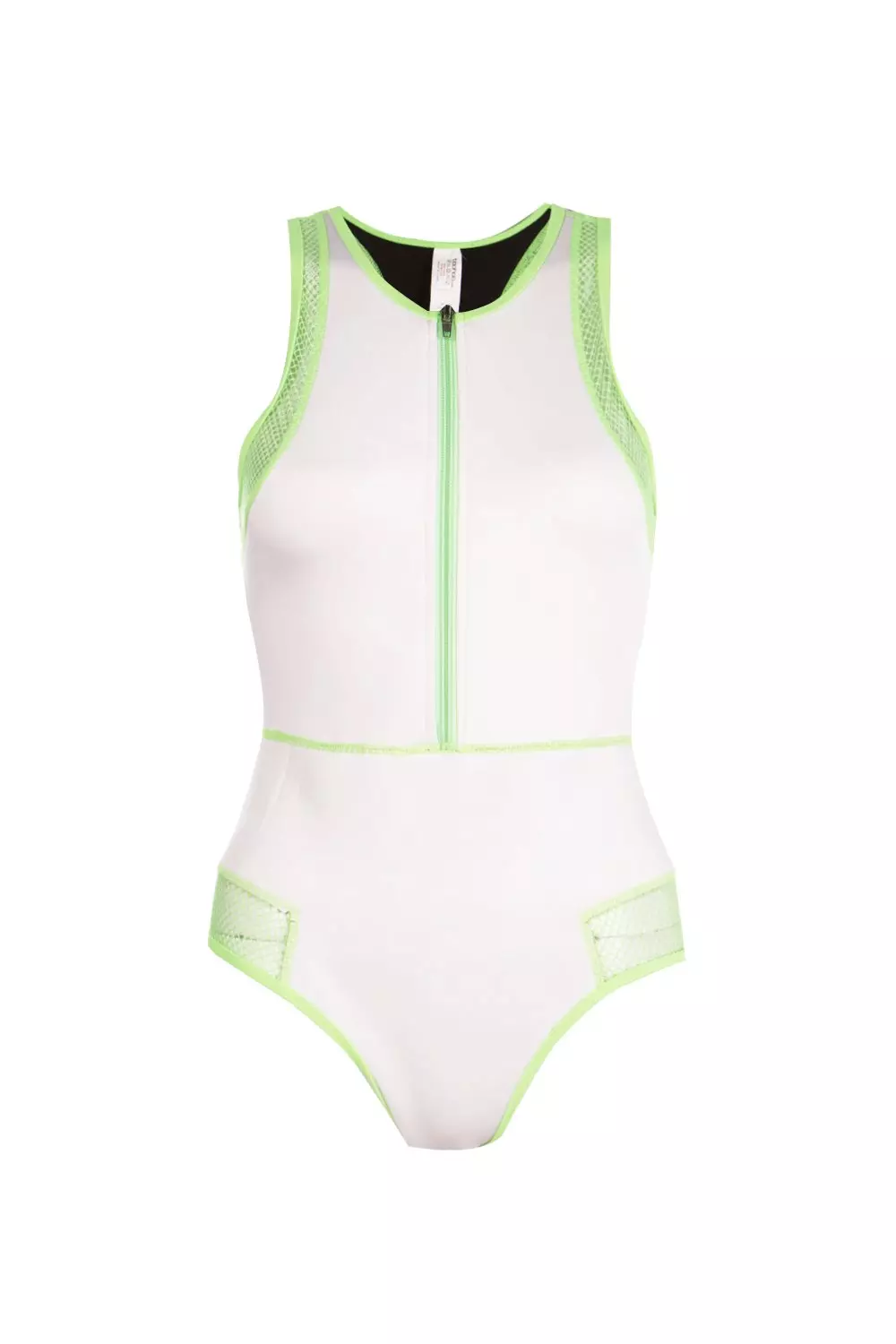 Women S Cannes Fit Neoprene Mesh Detail Zip Swimsuit Boohoo Uk