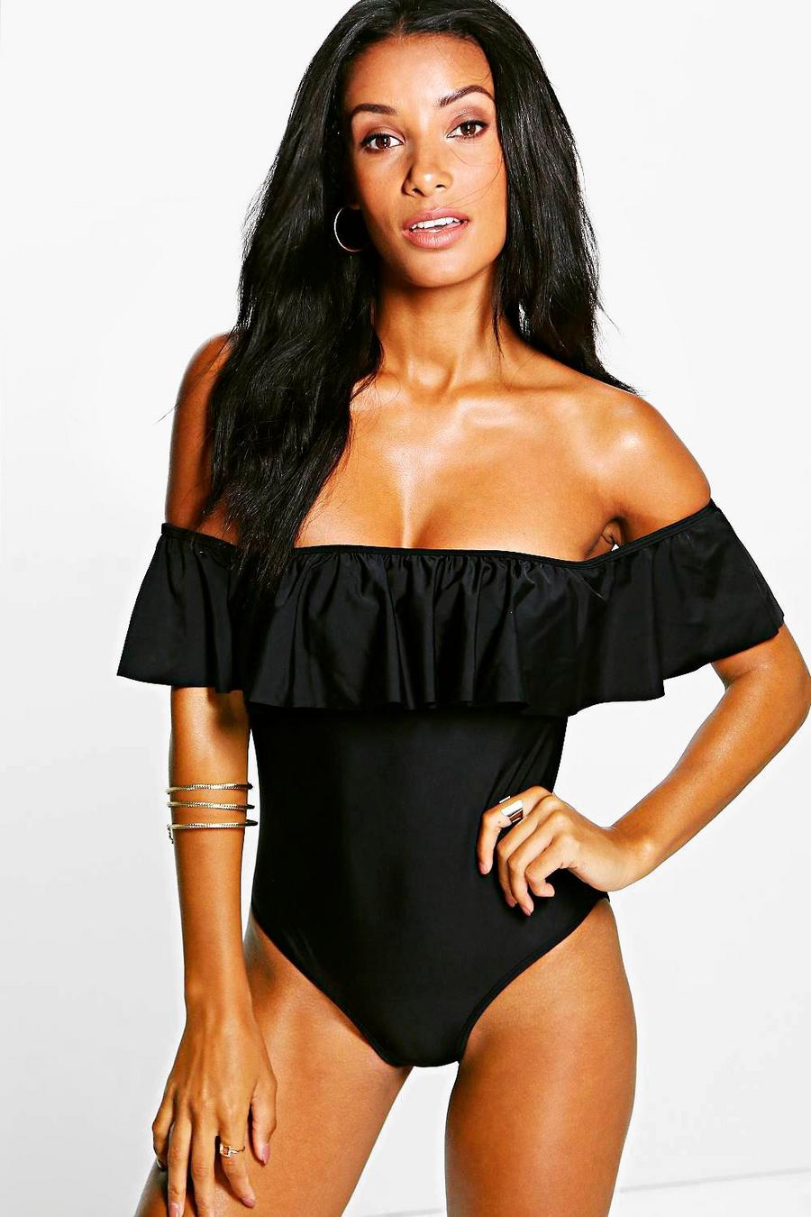 Black Moroni Bardot Frill Swimsuit image number 1