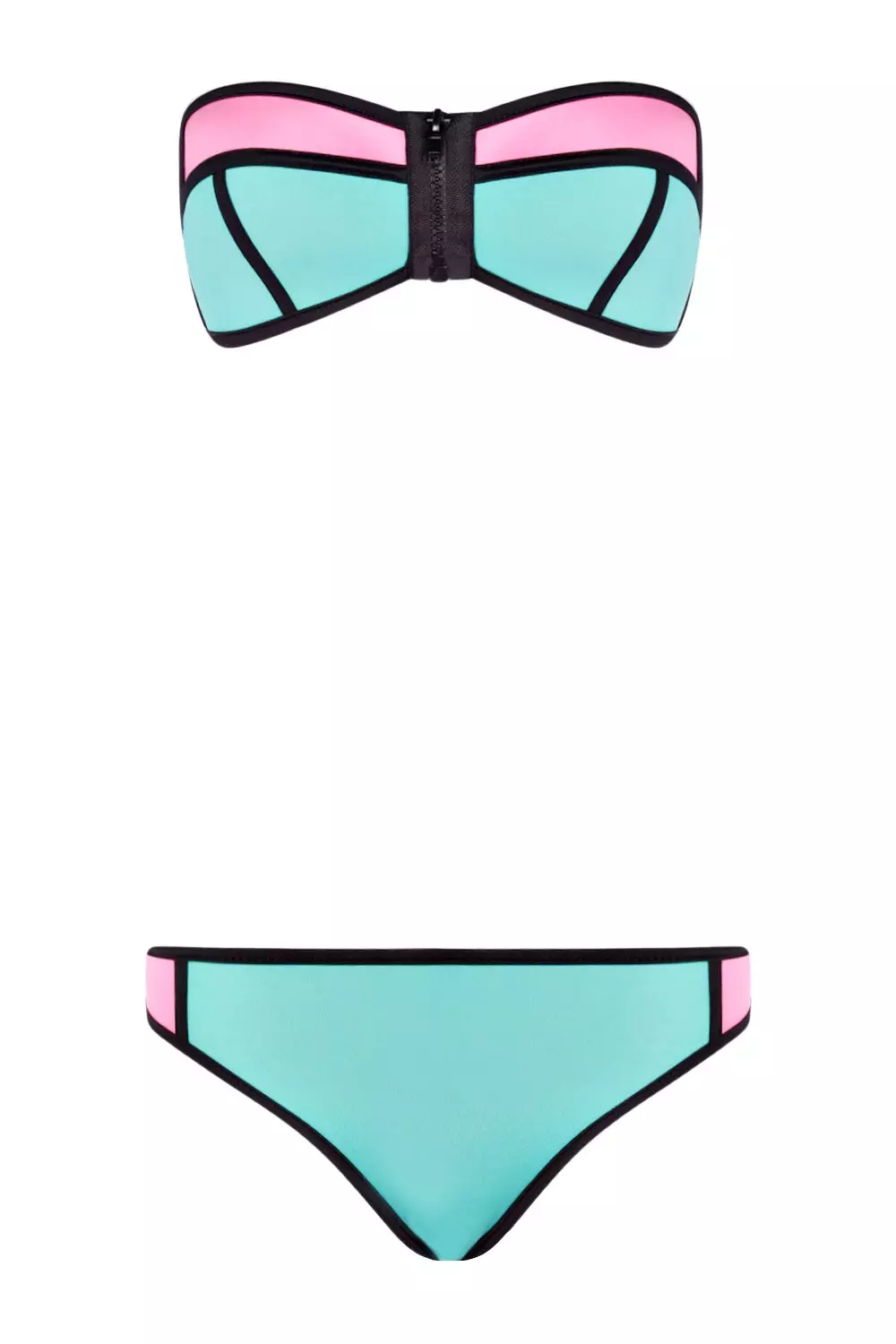 Pink Sicily Neoprene Colour Block Bandeau Bikini alternative image