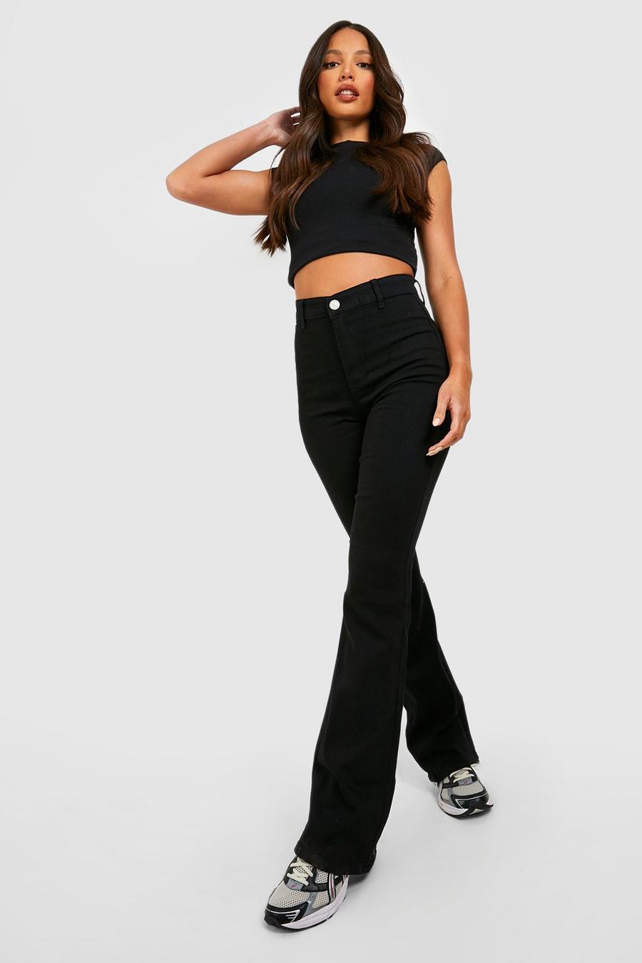 Black Tall Basics High Waist Skinny Flared Jeans image number 1