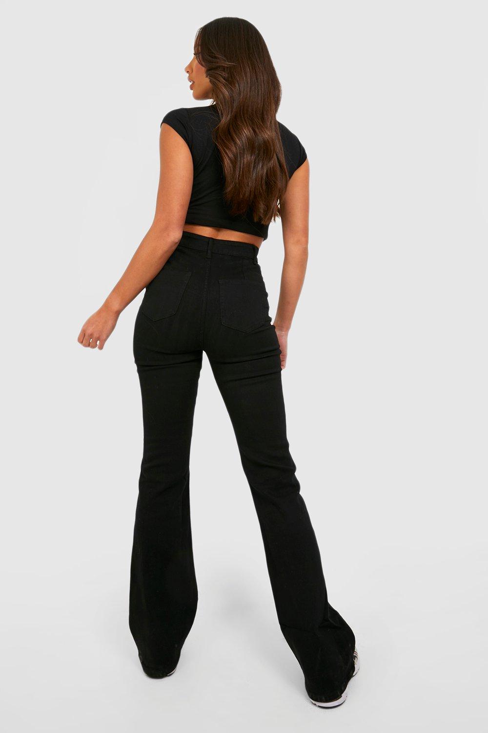 Black skinny sale flare trousers