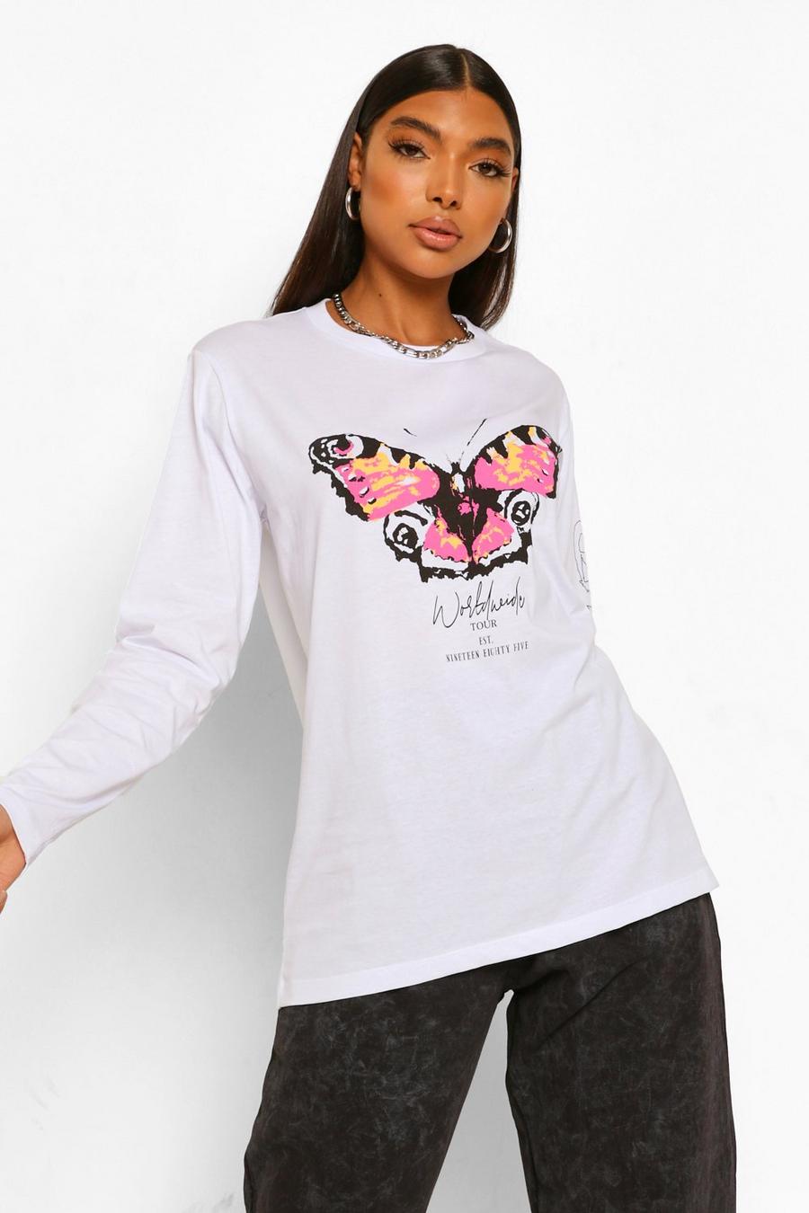 Tall Amour Butterfly Graphic Long Sleeve T-Shirt image number 1