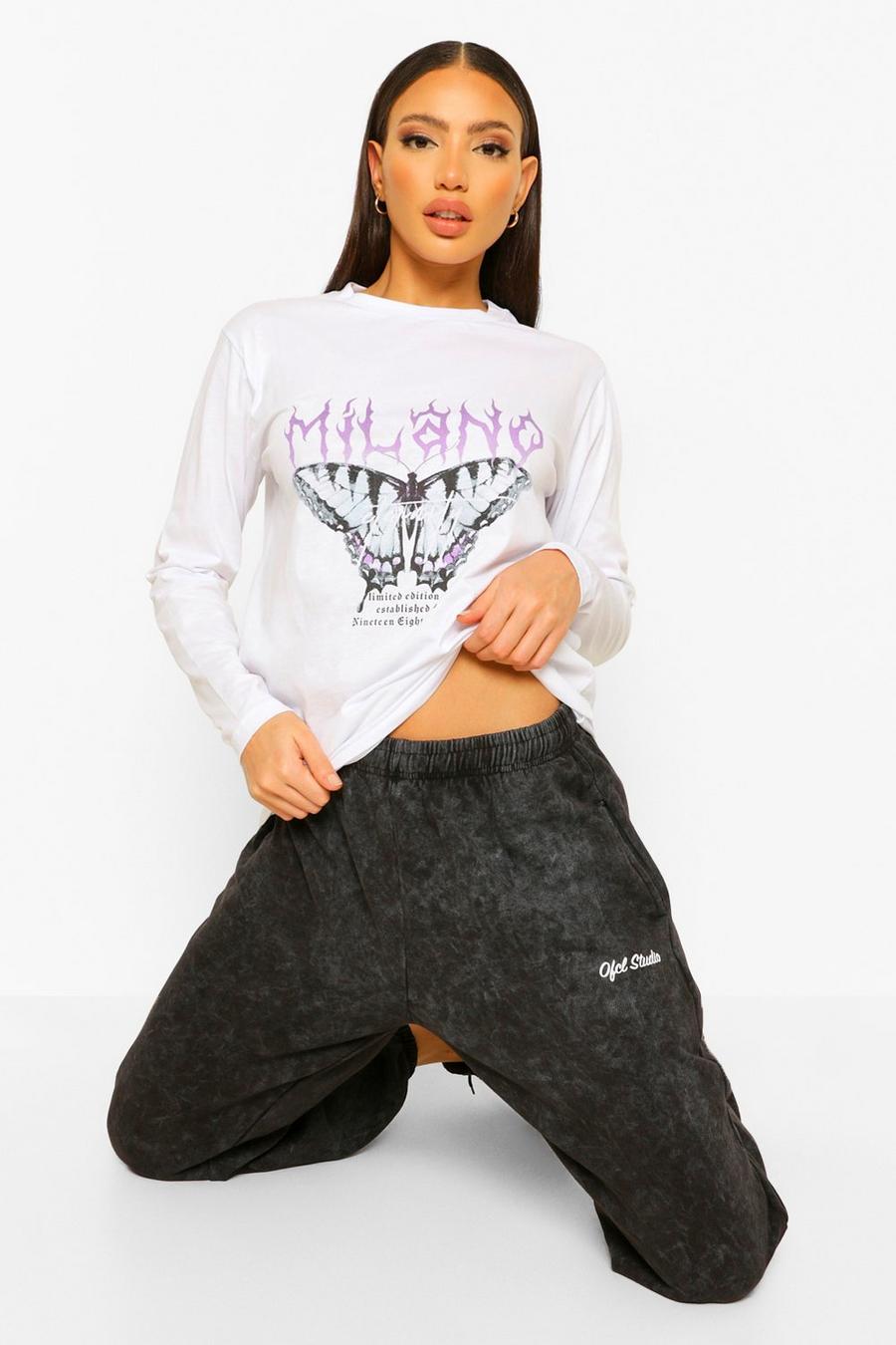 Tall Milano Butterfly Slogan Long Sleeve T-Shirt image number 1