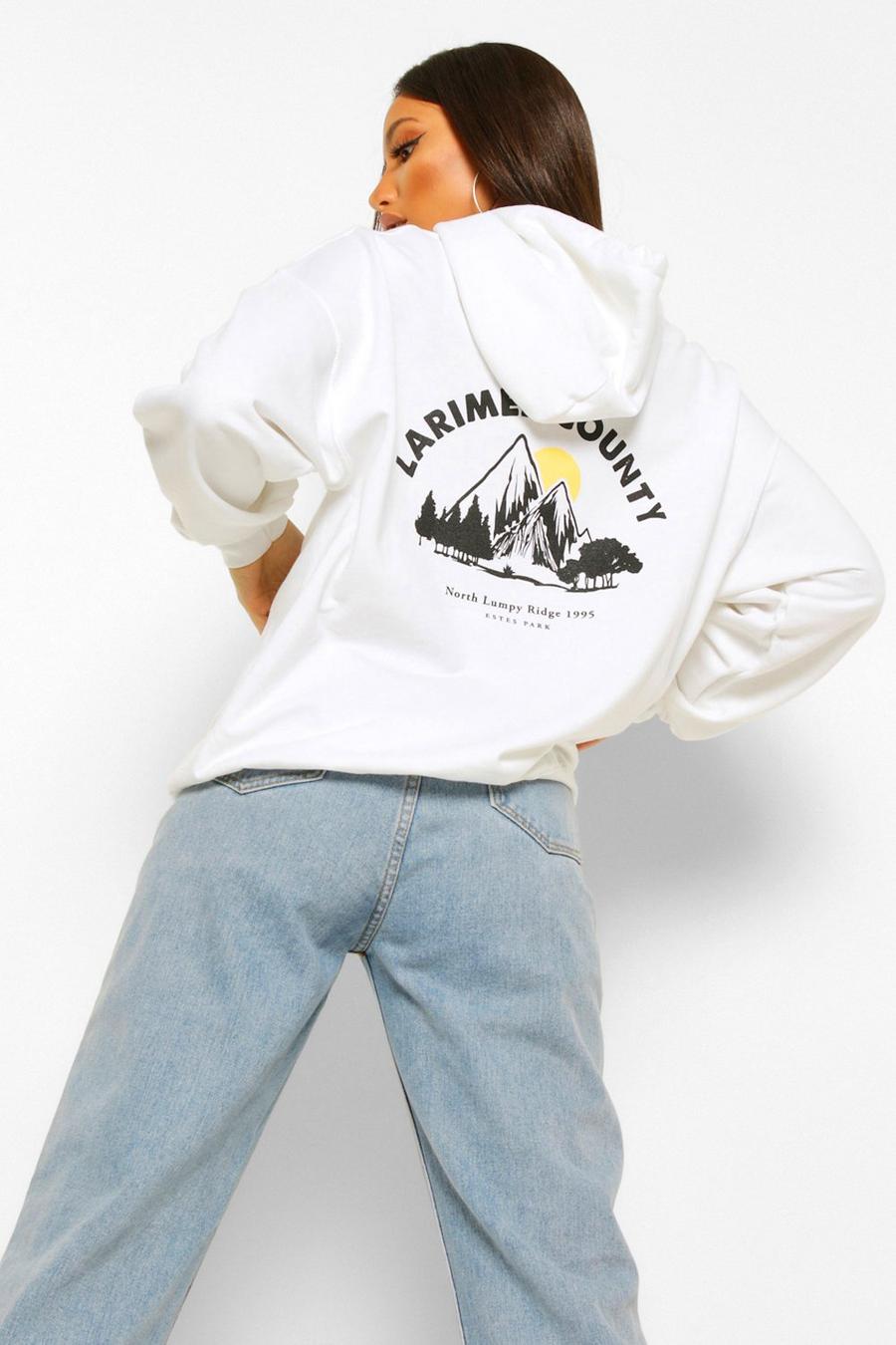 White Tall - "Larimer County" Hoodie med tryck bak image number 1
