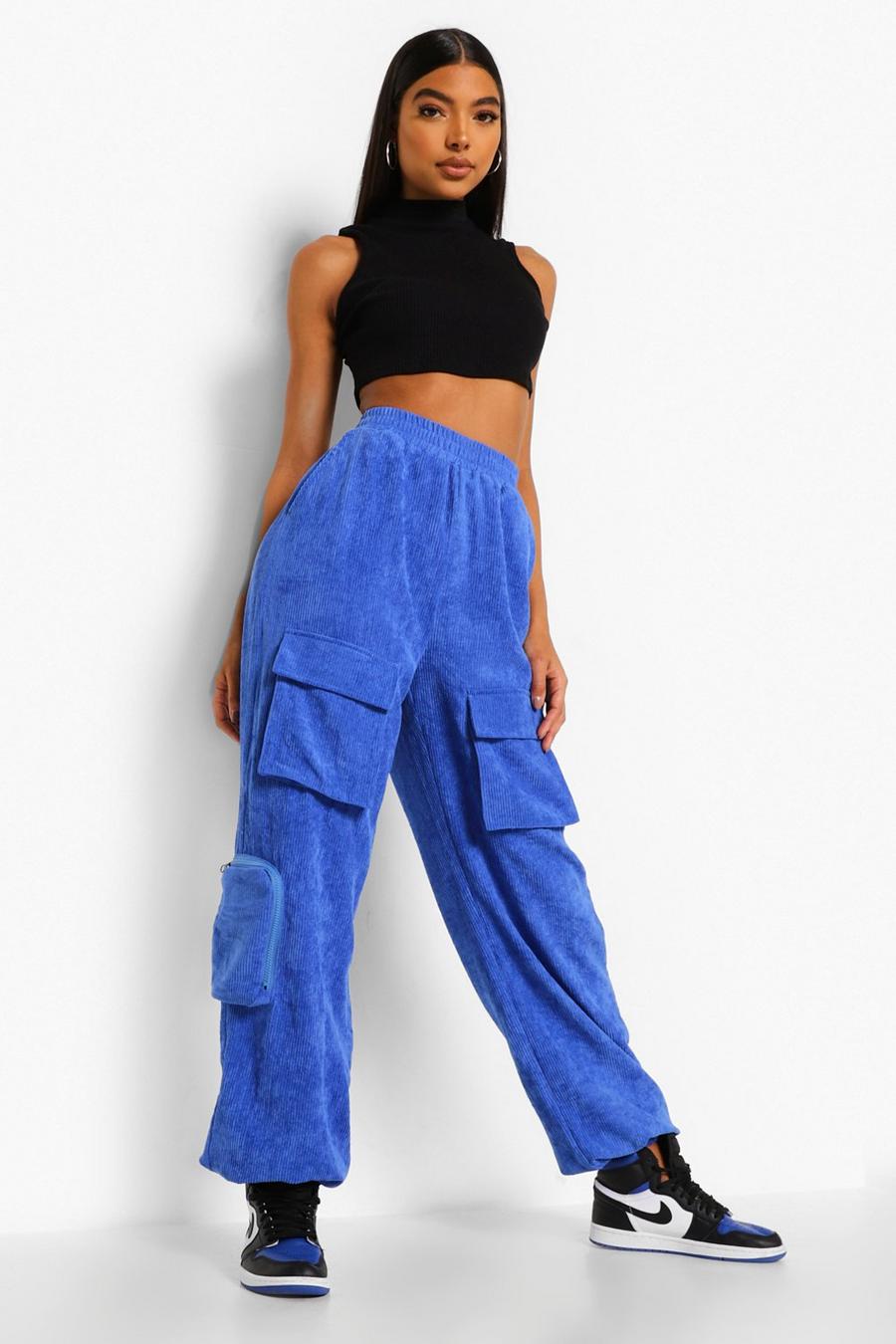 Blue Tall Cord Pocket Cargo Joggers   image number 1