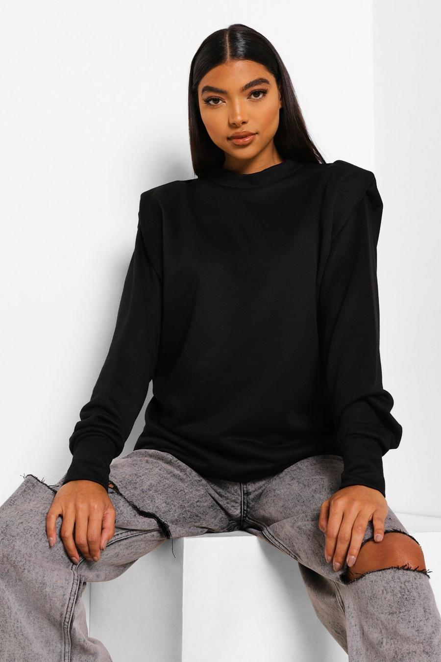 Black Tall - Oversize sweatshirt med axelvaddar image number 1