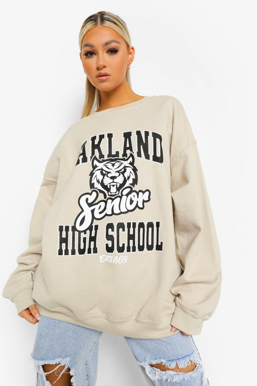 Tall Oversize Sweatshirt mit Oakland-Print, Sand image number 1